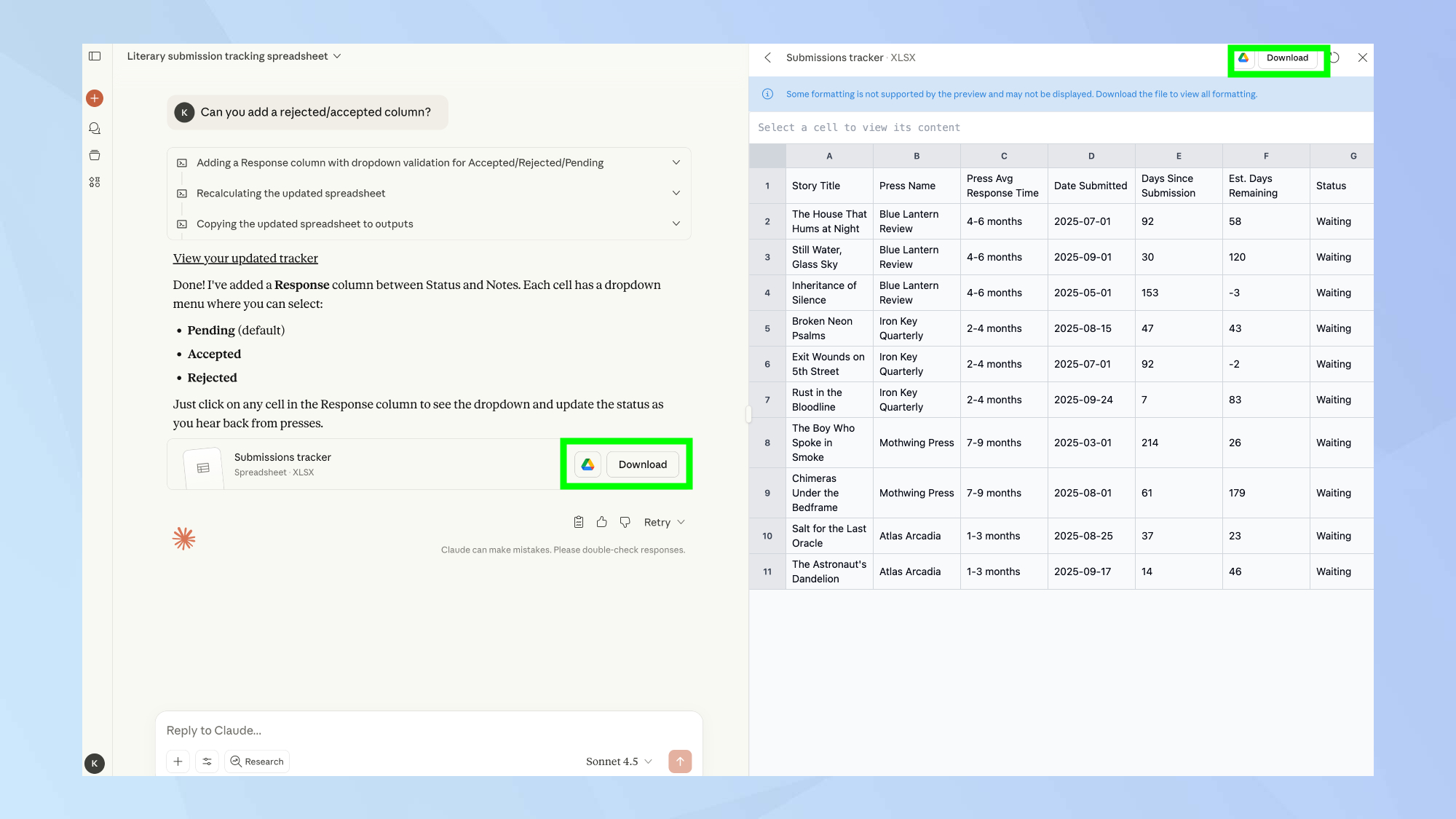 Claude Télécharger la création de fichiers