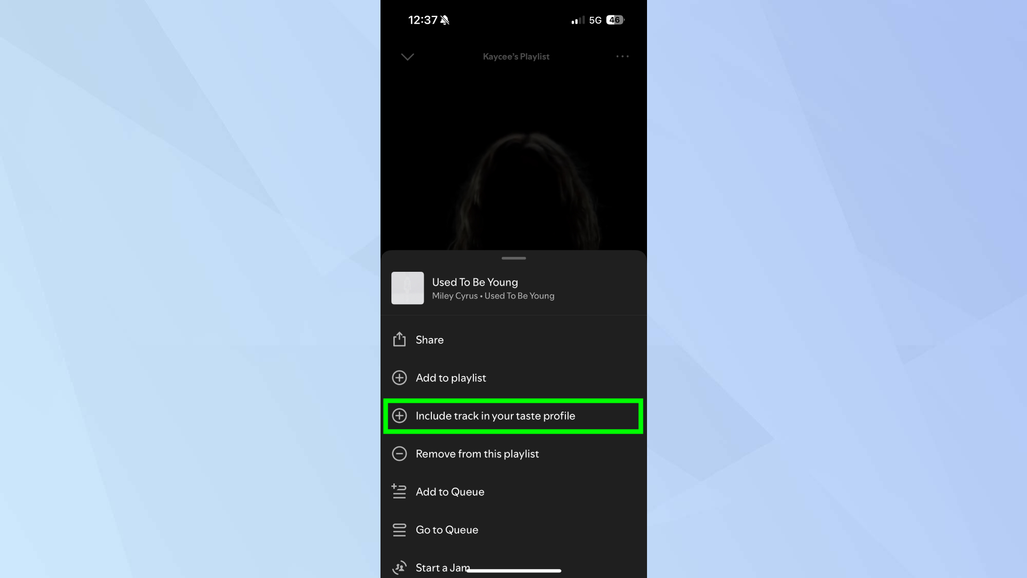 Spotify inclut une piste dans votre profil de goût