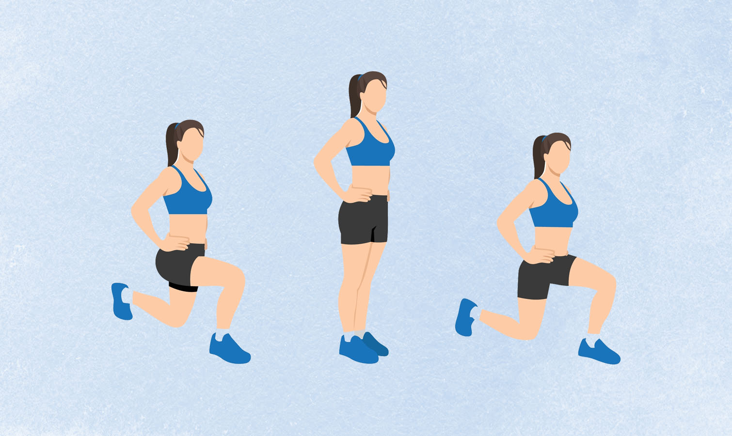 une illo d'une femme faisant des fentes en marchant