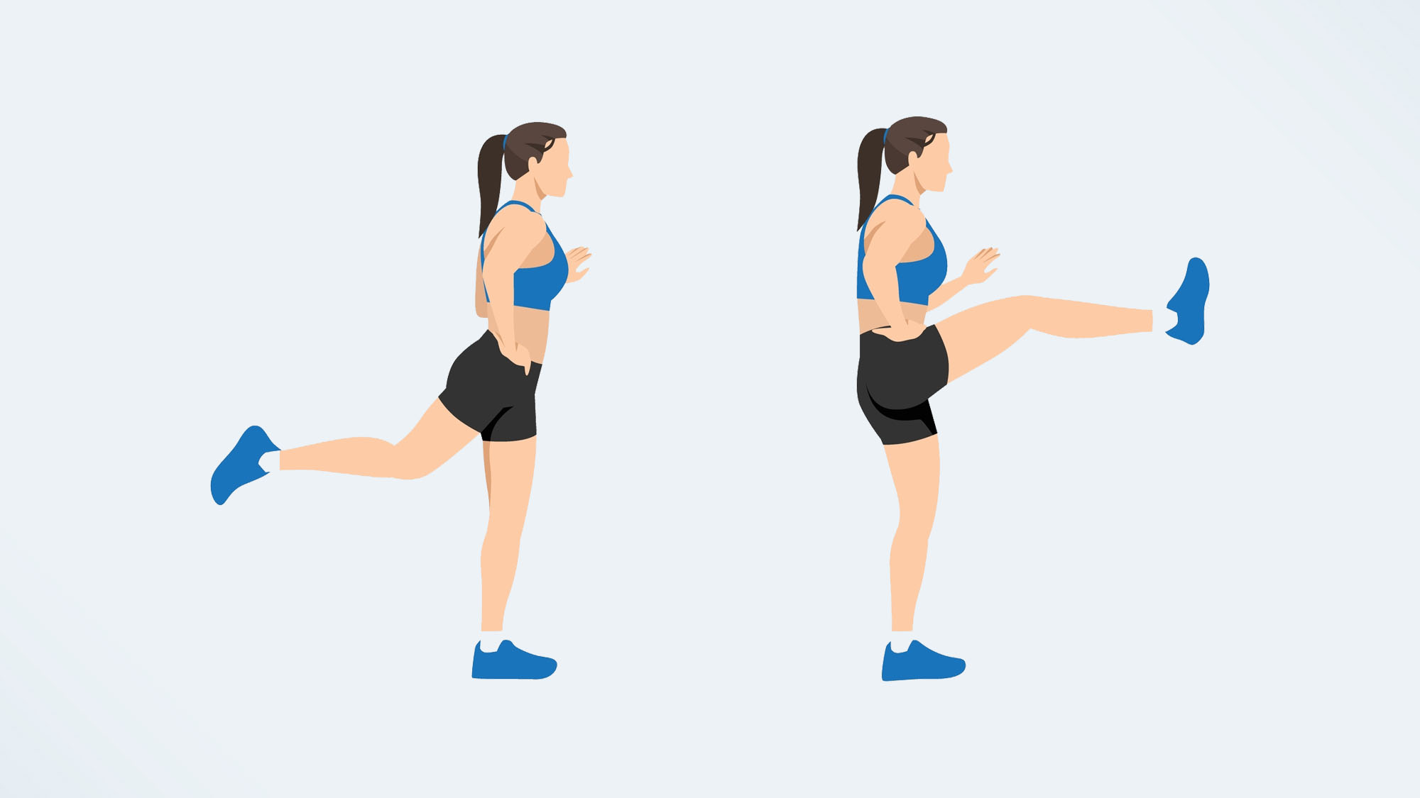 une illo d'une femme faisant des balancements de jambes