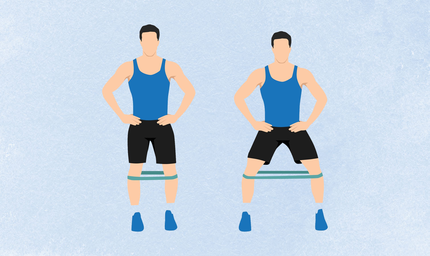 une illo d'un homme faisant un exercice de marche latérale