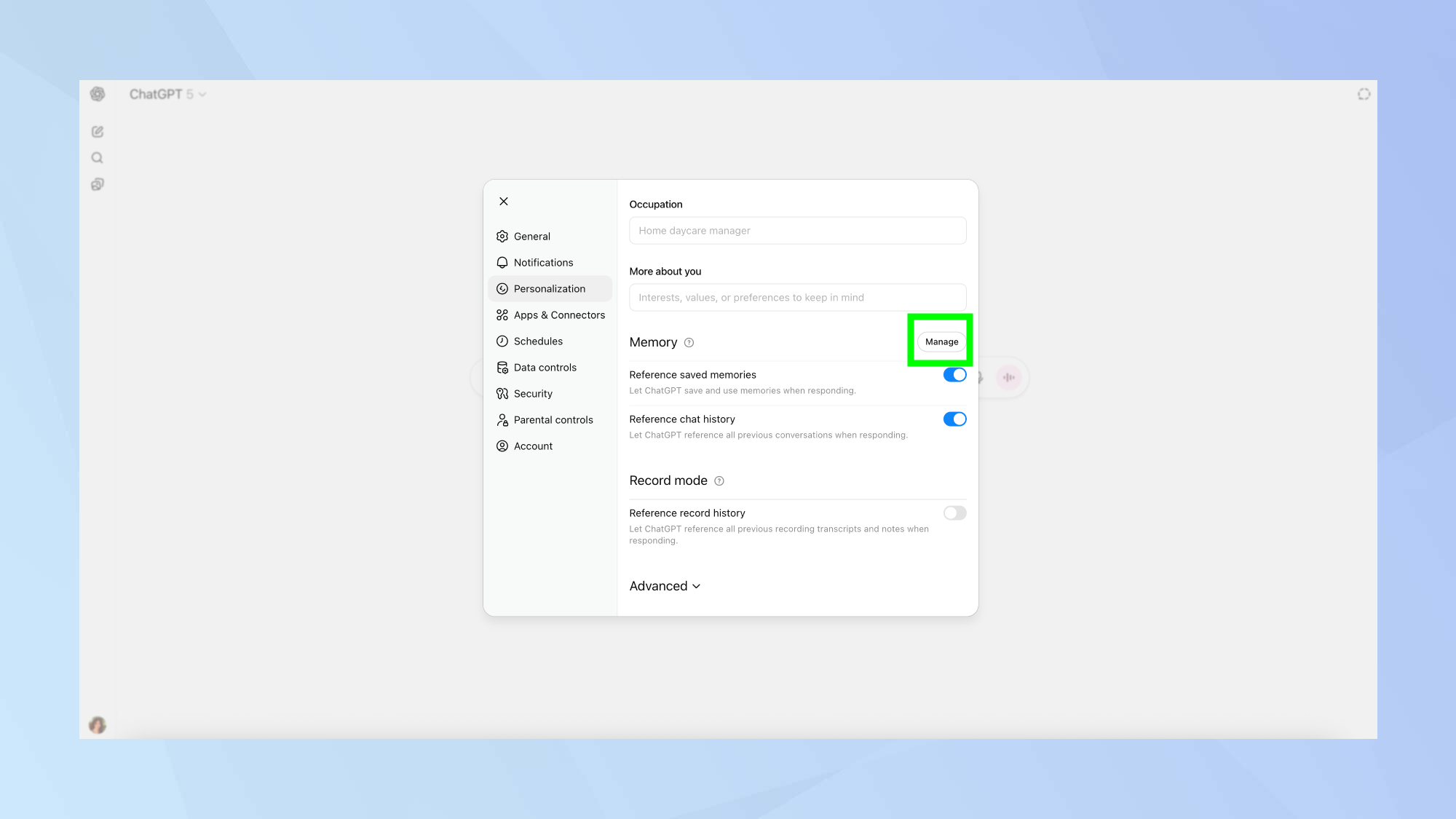 ChatGPT gérer les souvenirs