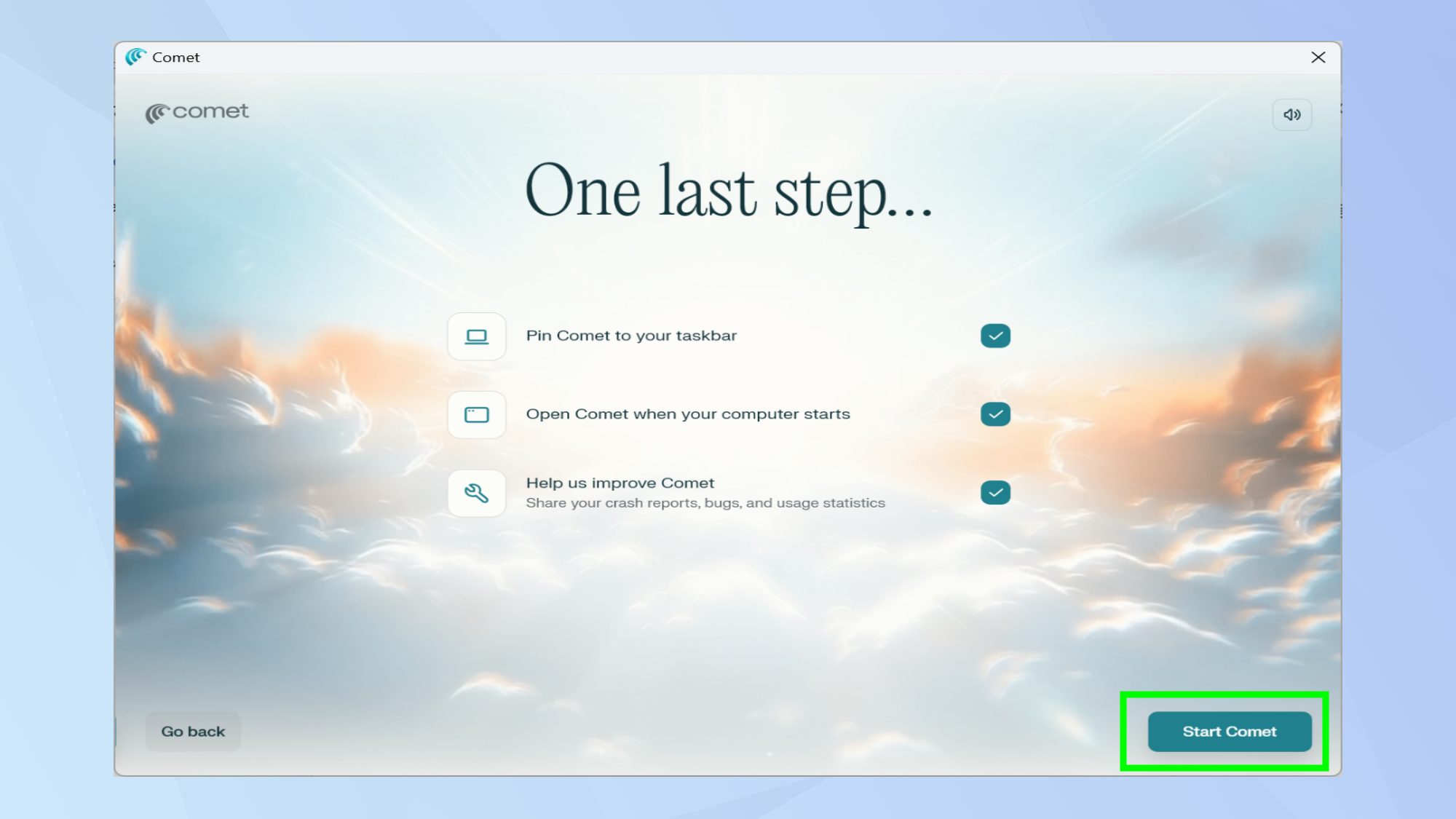 Démarrer la comète