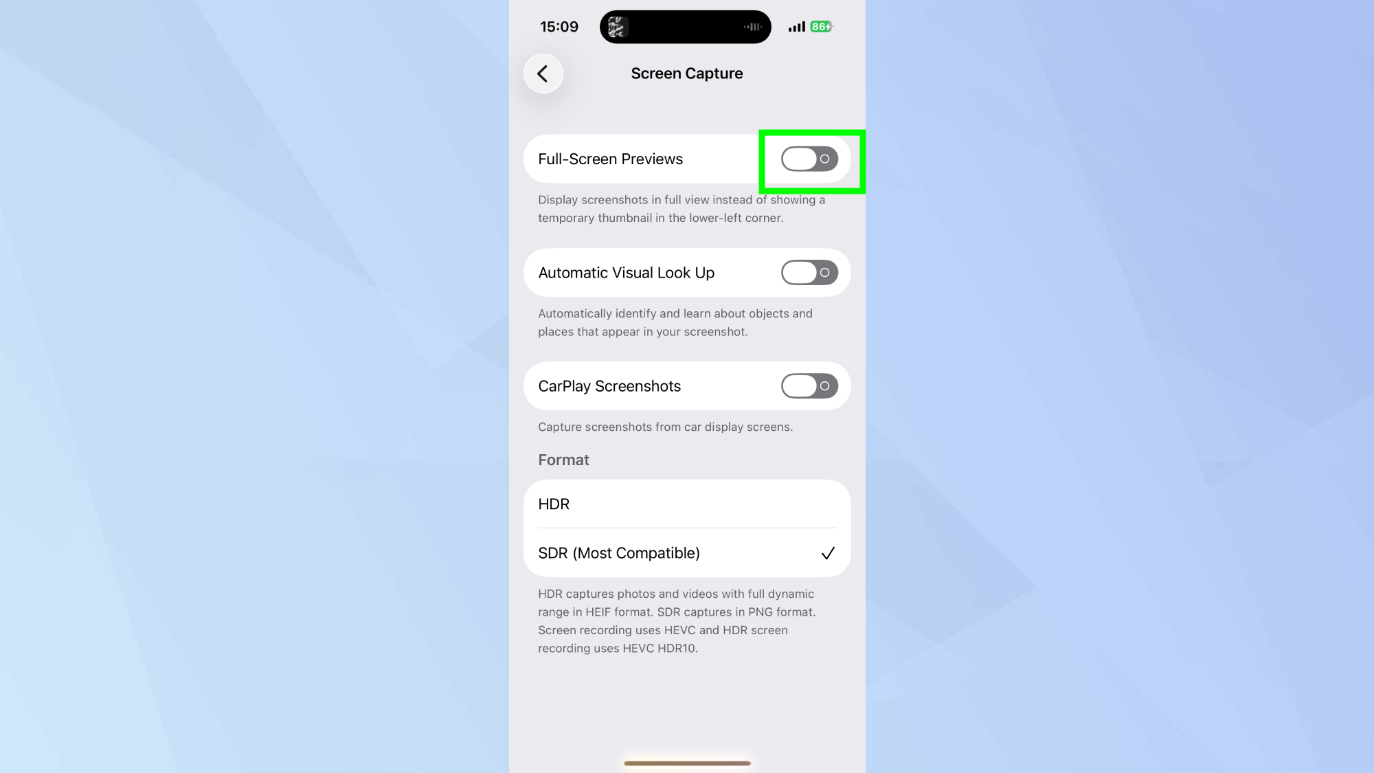 Les aperçus plein écran de l'iPhone sont désactivés