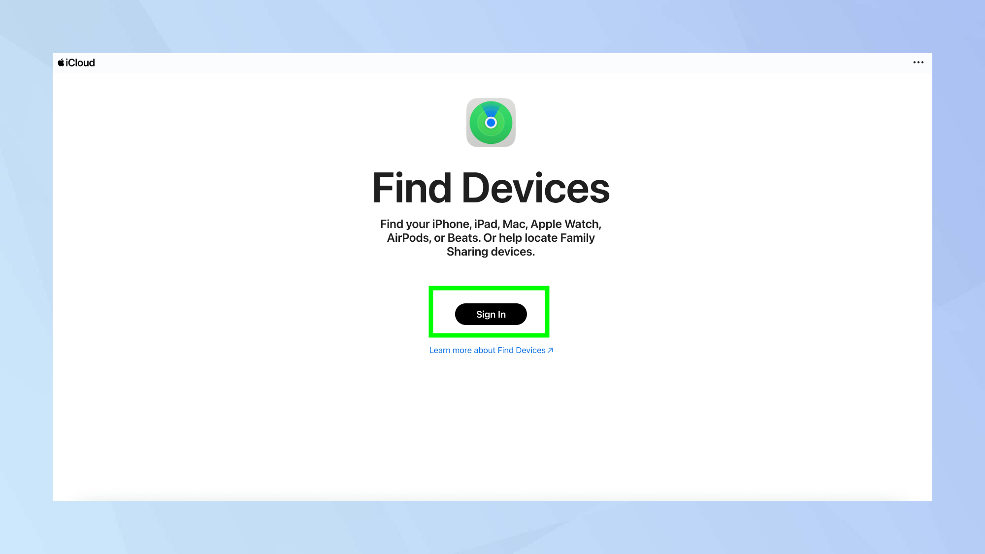 Find My pour iPhone sur le navigateur Web