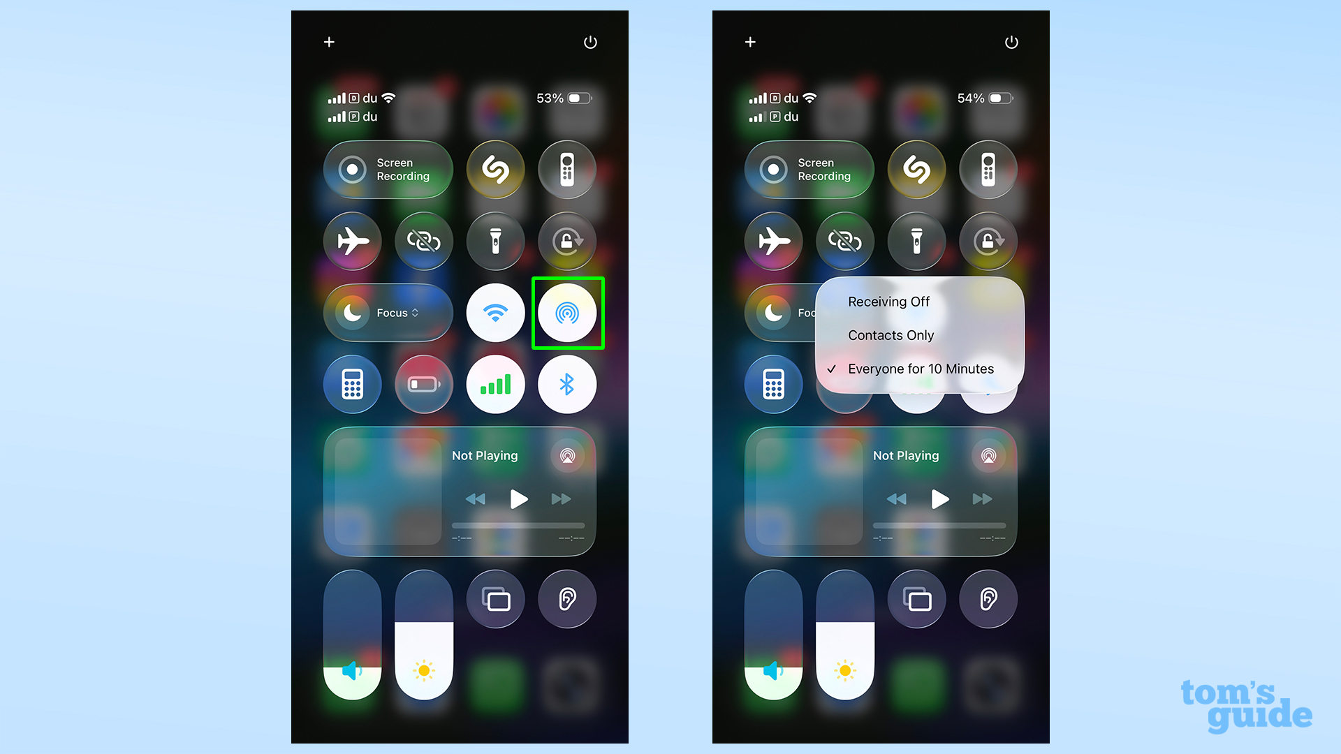 Configuration de l'iPhone AirDrop pour tout le monde pendant dix minutes lors de l'utilisation de Quick Share entre iPhone et Pixel