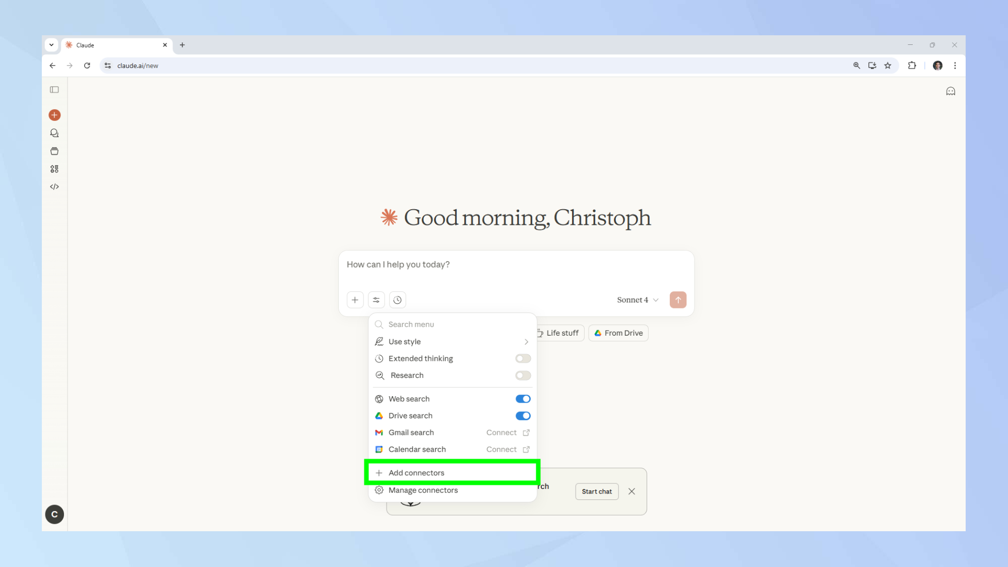 Claude ajoute des connecteurs