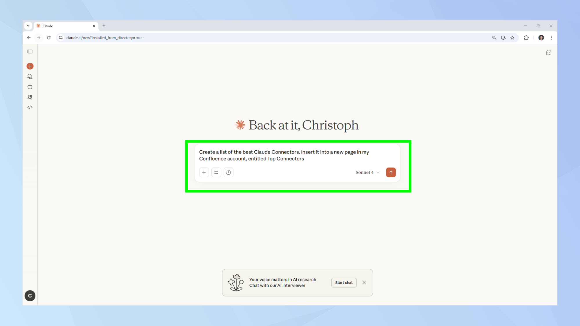 Invite du connecteur Claude