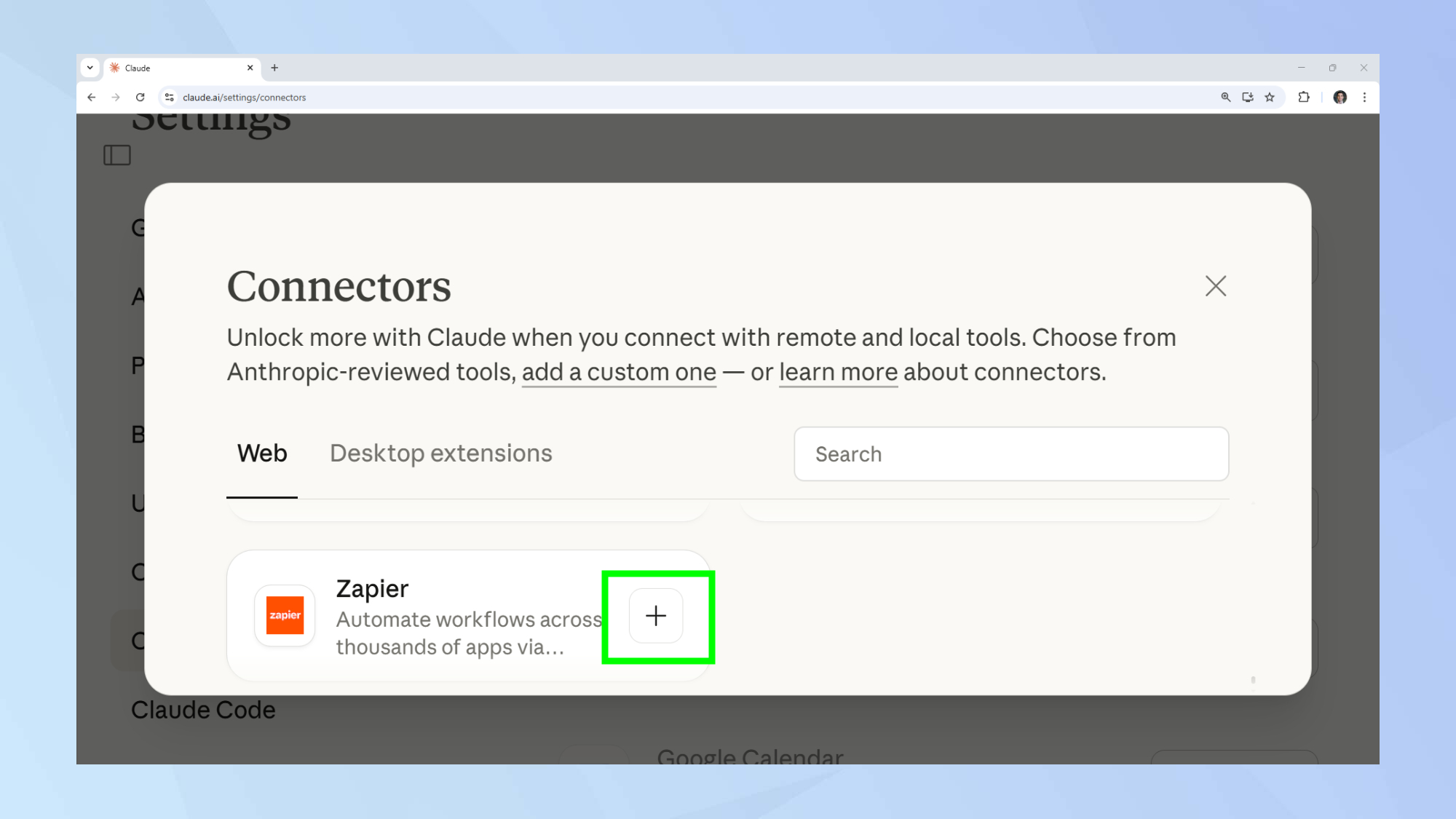 Connecteurs Claude plus signe