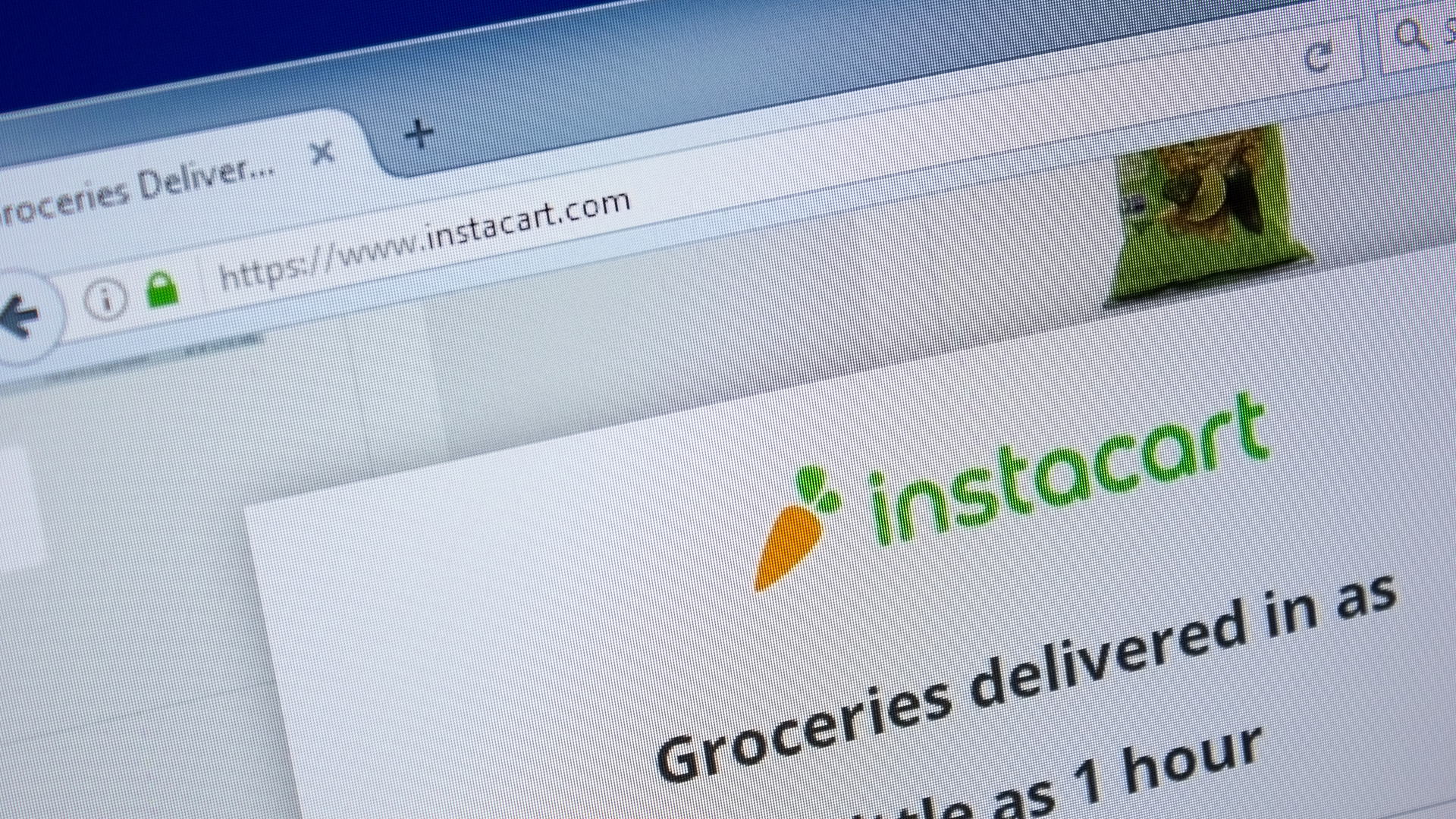 Une capture d'écran du site Instacart sur le bureau.