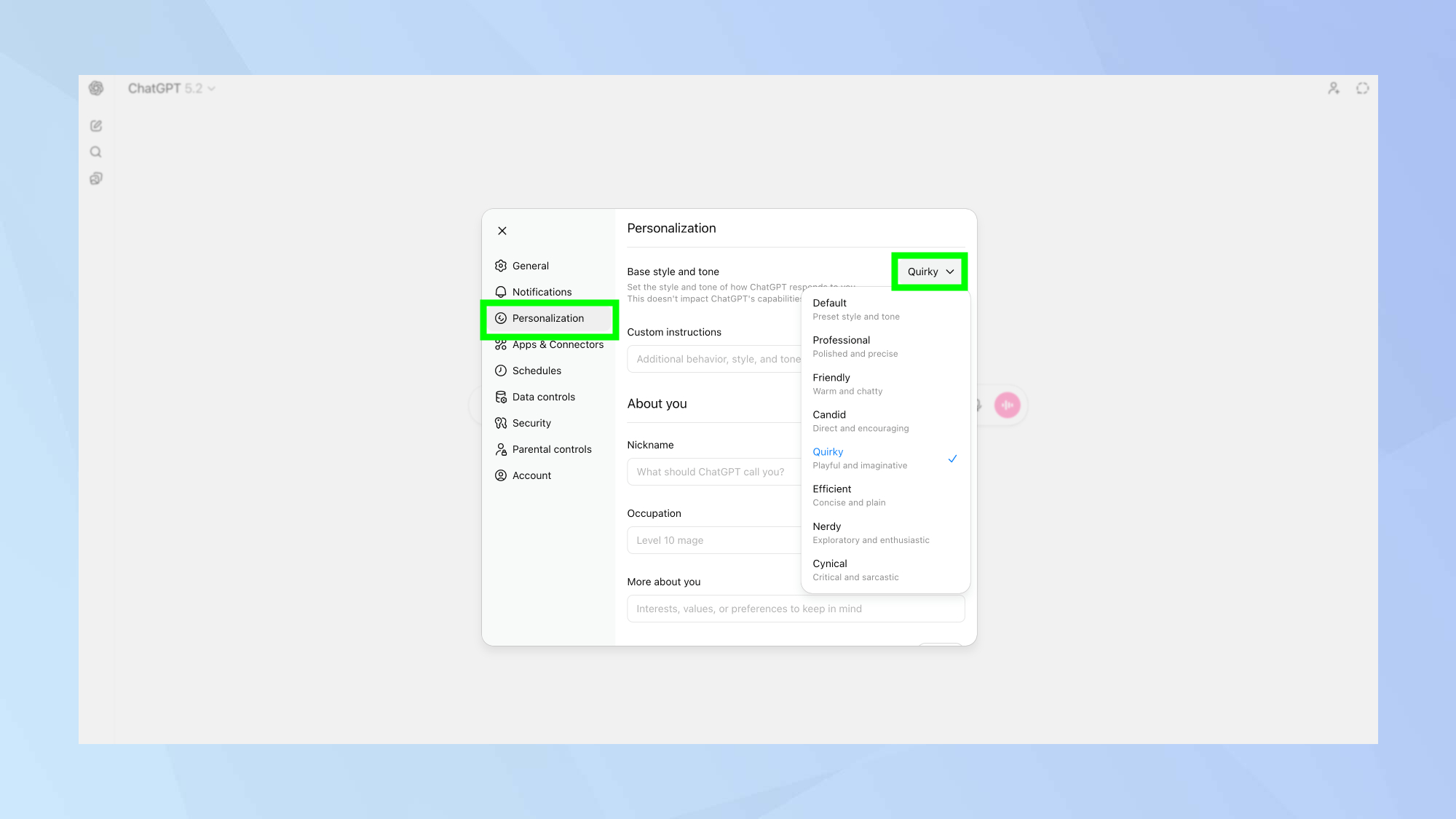 Personnalisation ChatGPT
