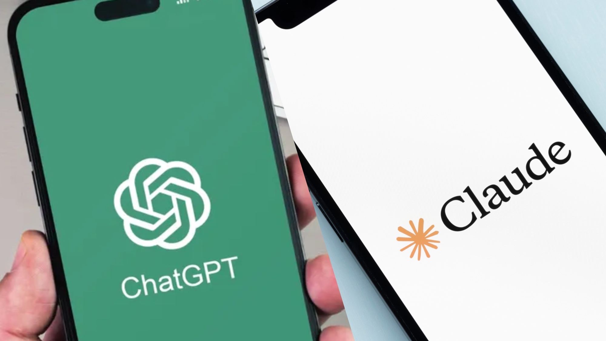 logos chatgpt et claude sur les téléphones