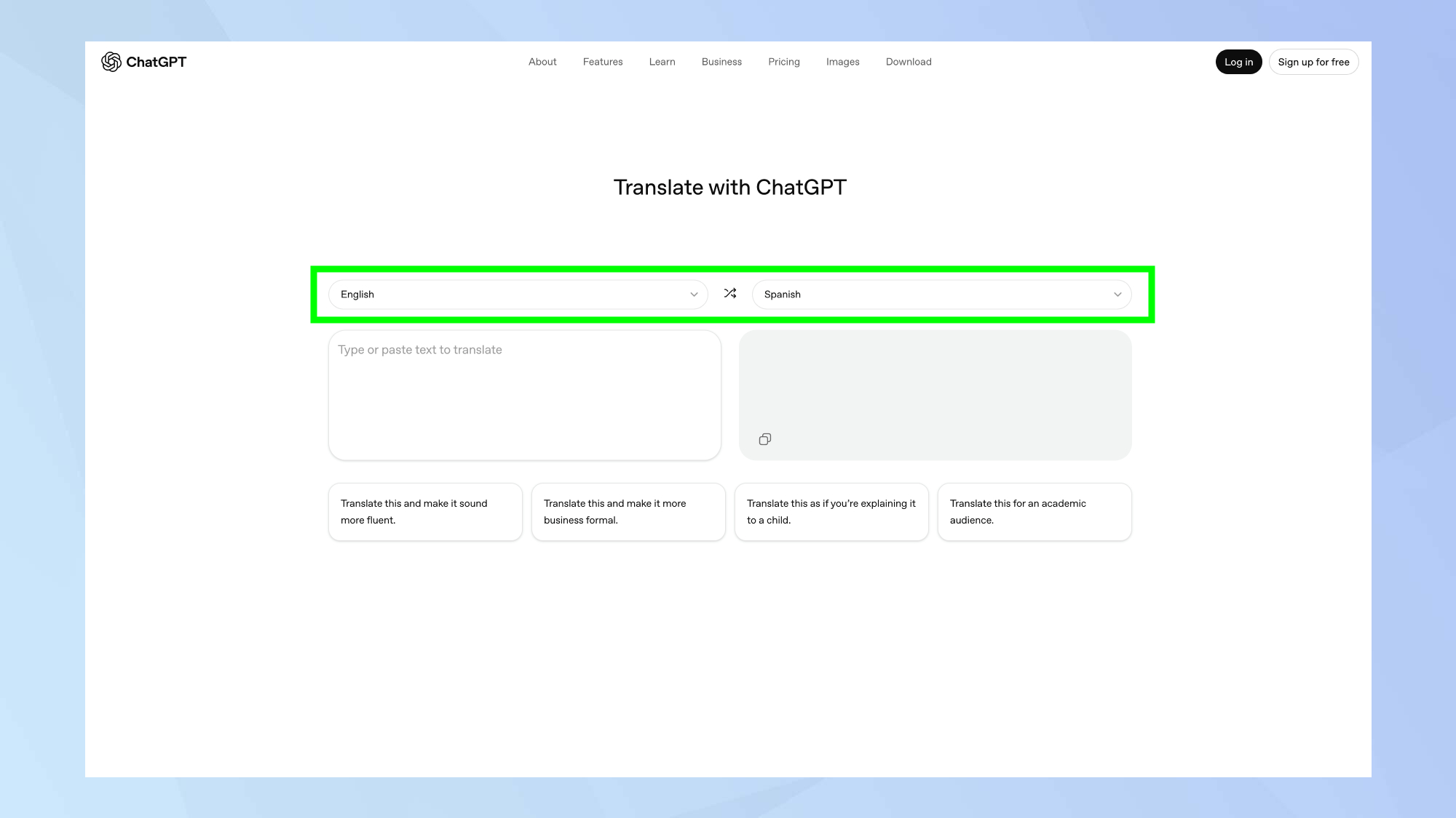 ChatGPT Traduire des langues