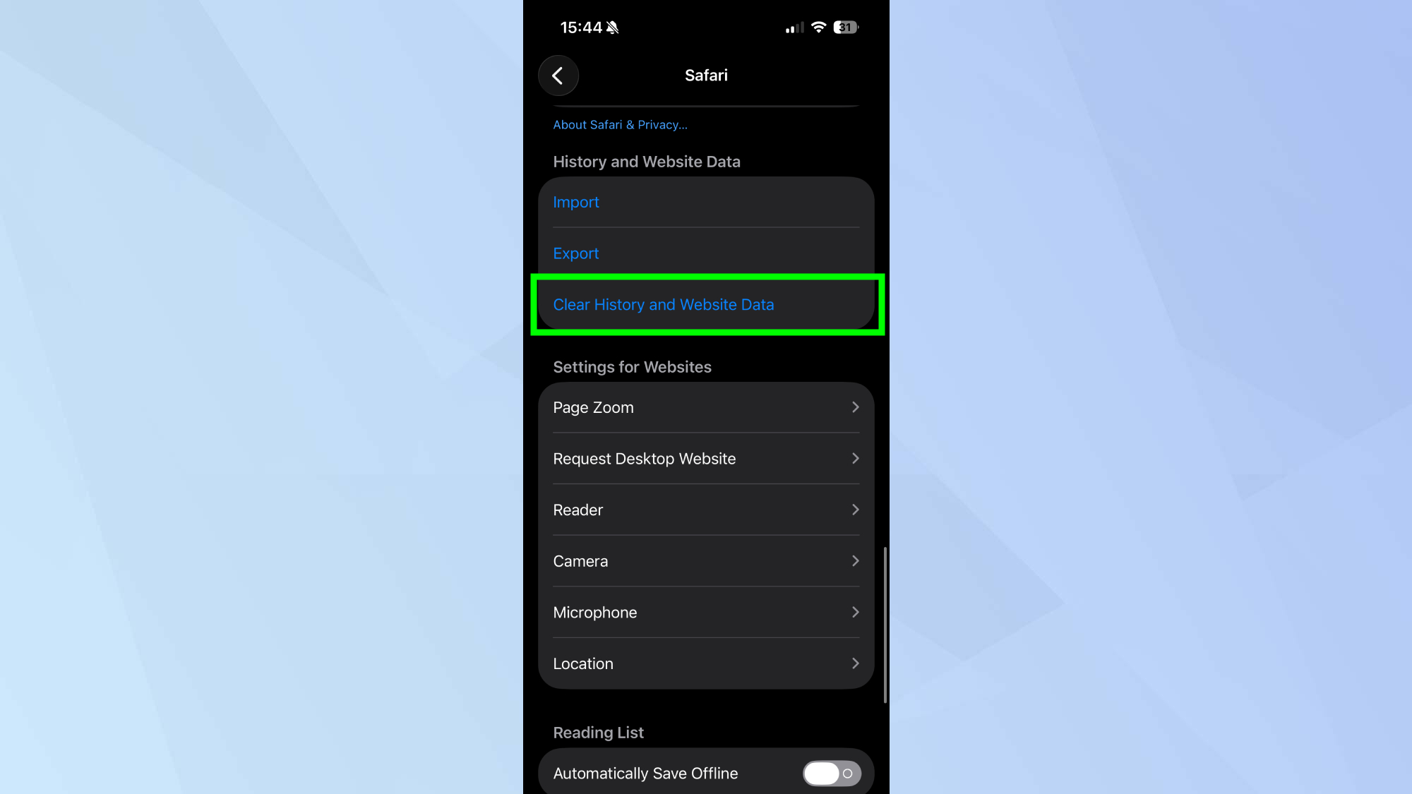 Vider le cache de Safari