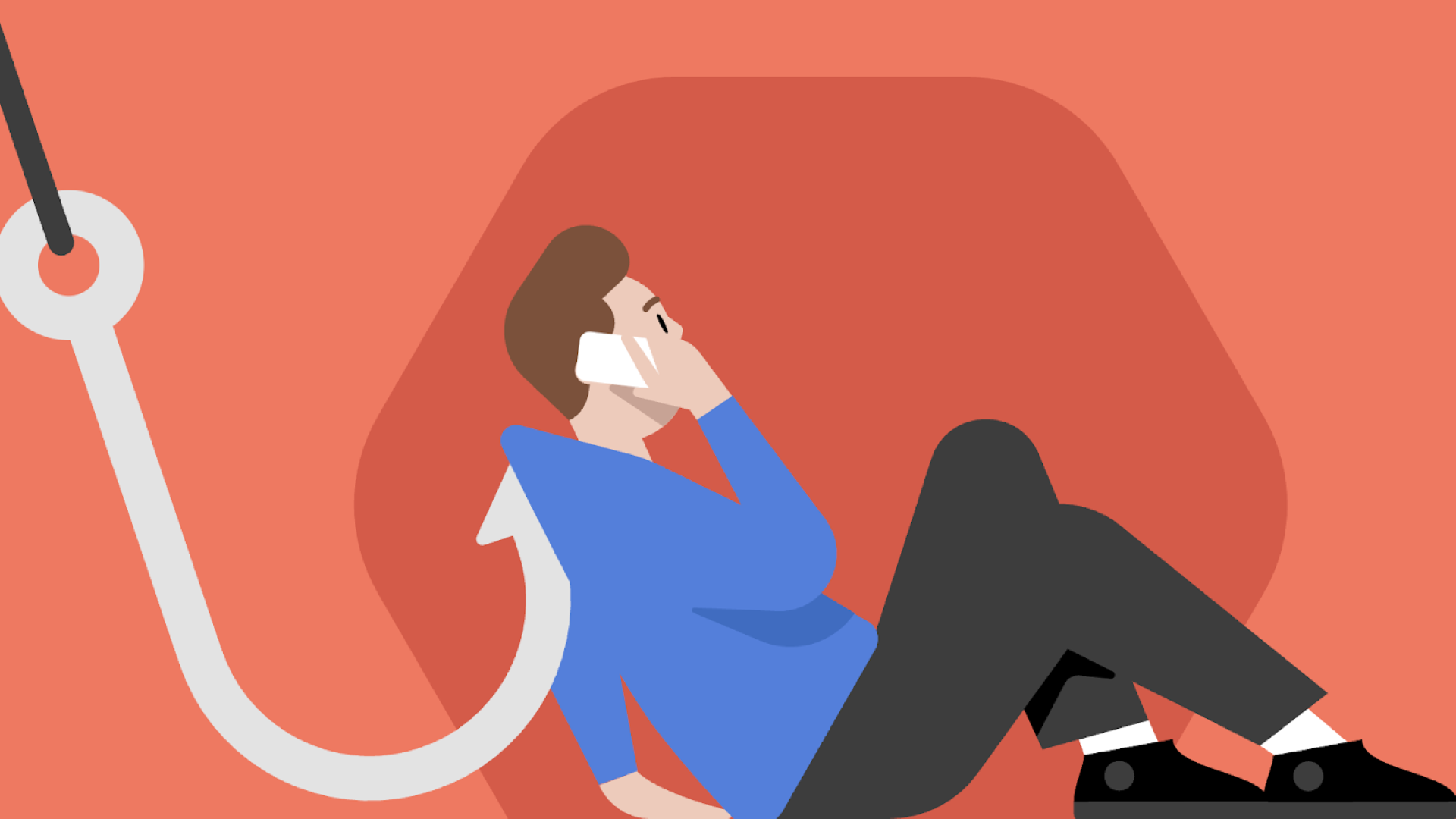 Un dessin représentant un appel de phishing