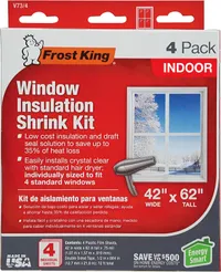Frost King V73/4T Kit de film rétractable pour fenêtre, lot de 4, transparent, transparent Frost King V73/4T Kit de film rétractable pour fenêtre, lot de 4, transparent, transparent