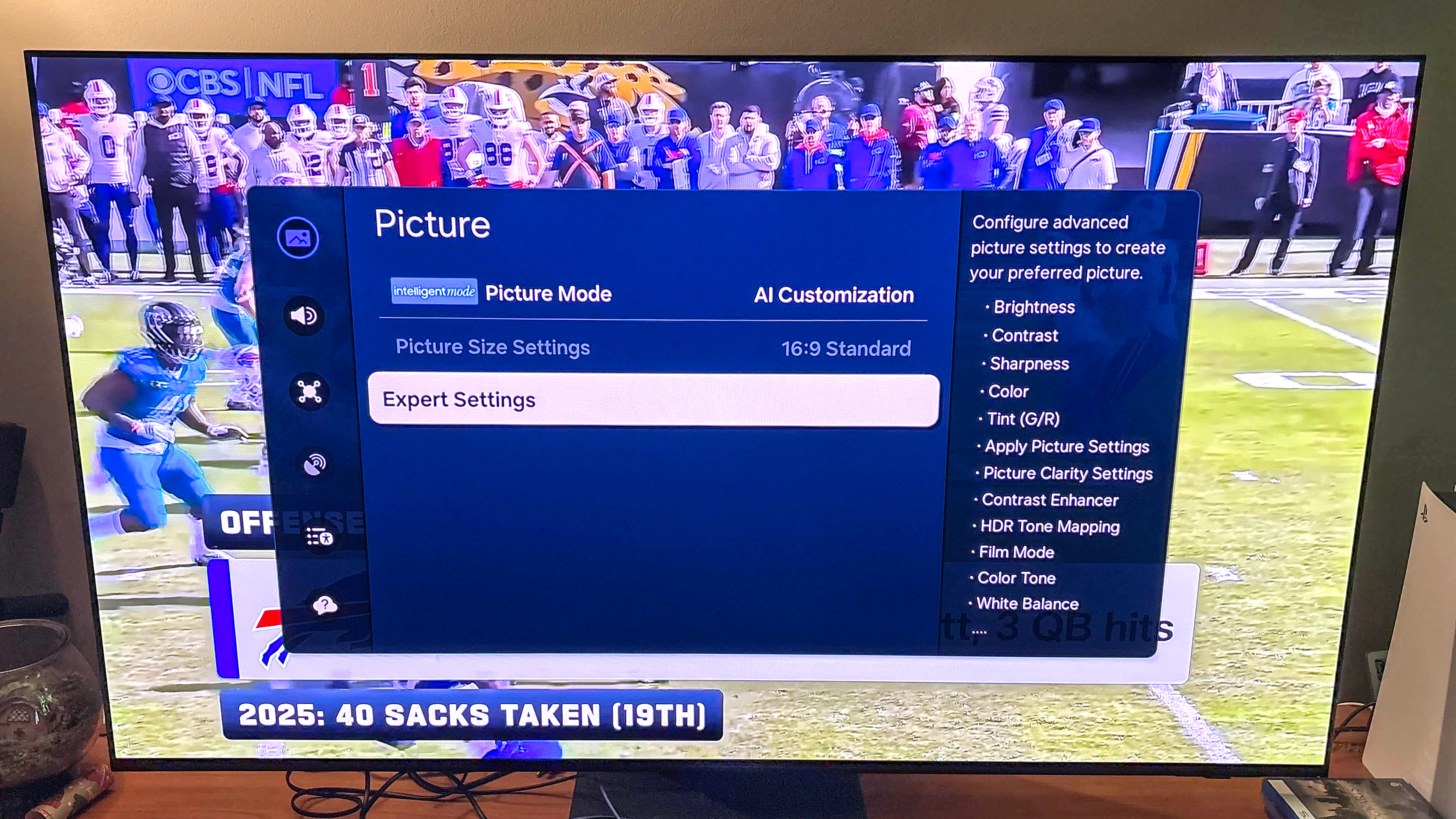 Menu de lissage des mouvements d'un Samsung S95D OLED.