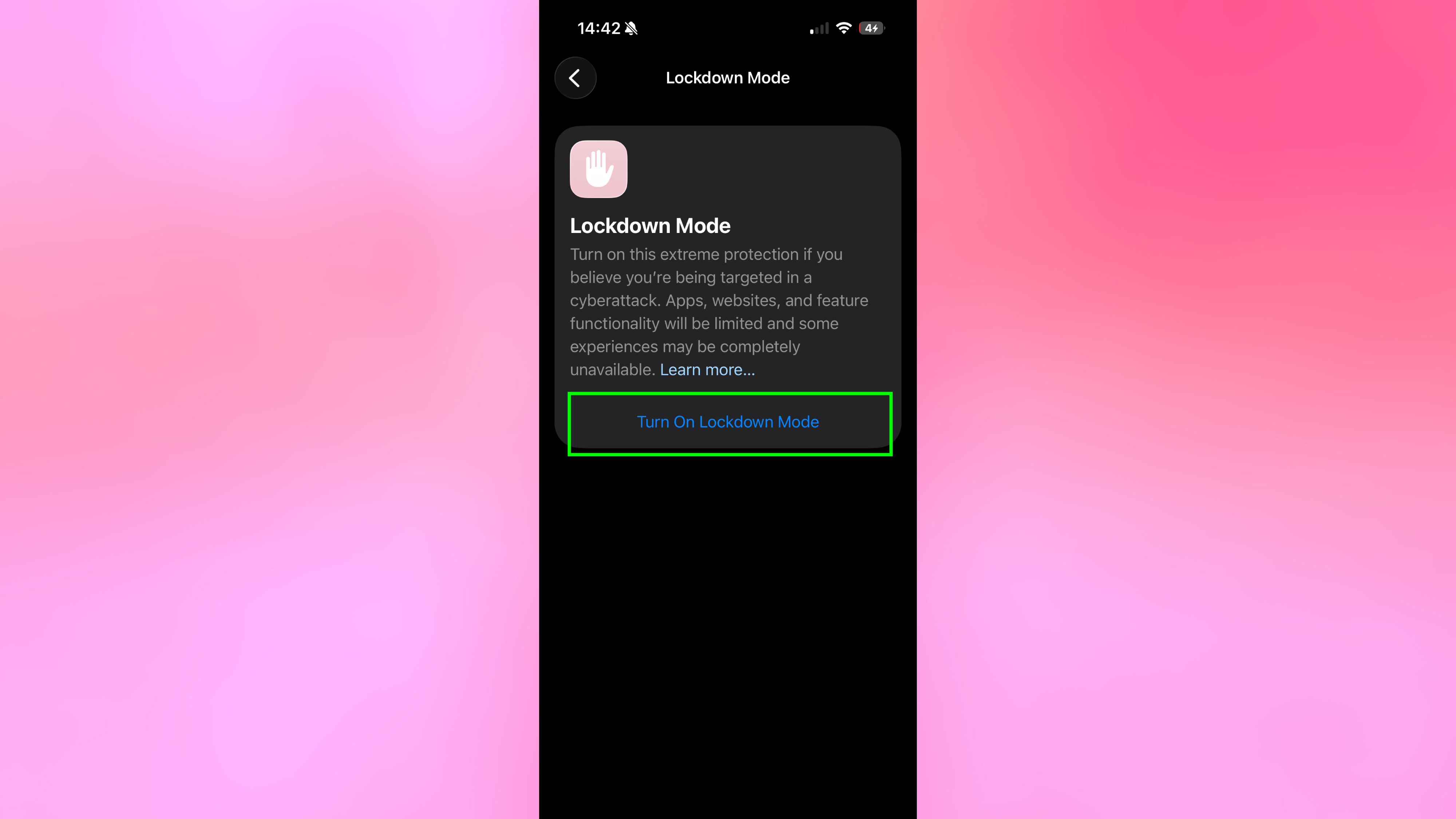 Activez le mode de verrouillage dans les paramètres de l'iPhone