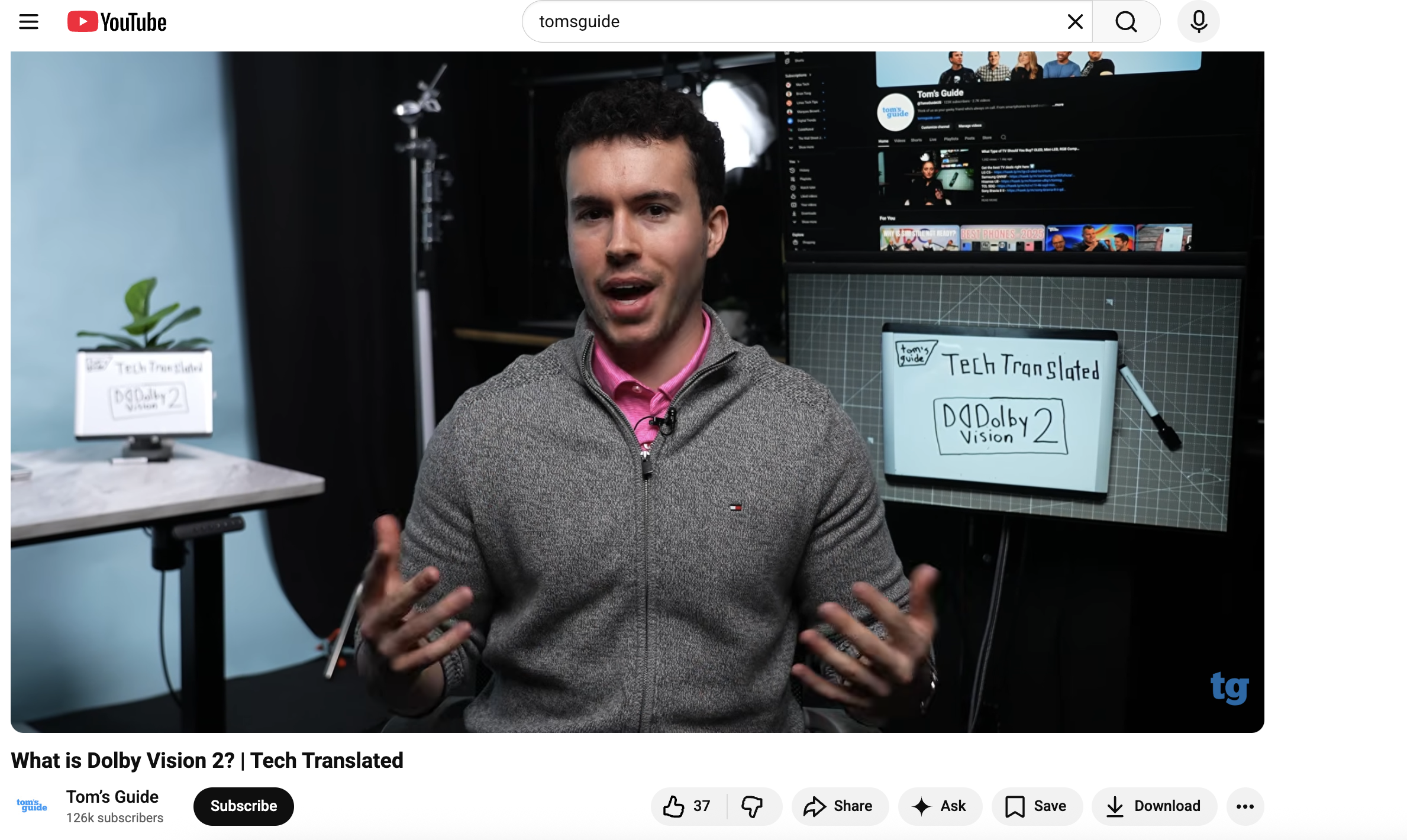 Capture d'écran d'une vidéo Tom's Guide diffusée sur YouTube