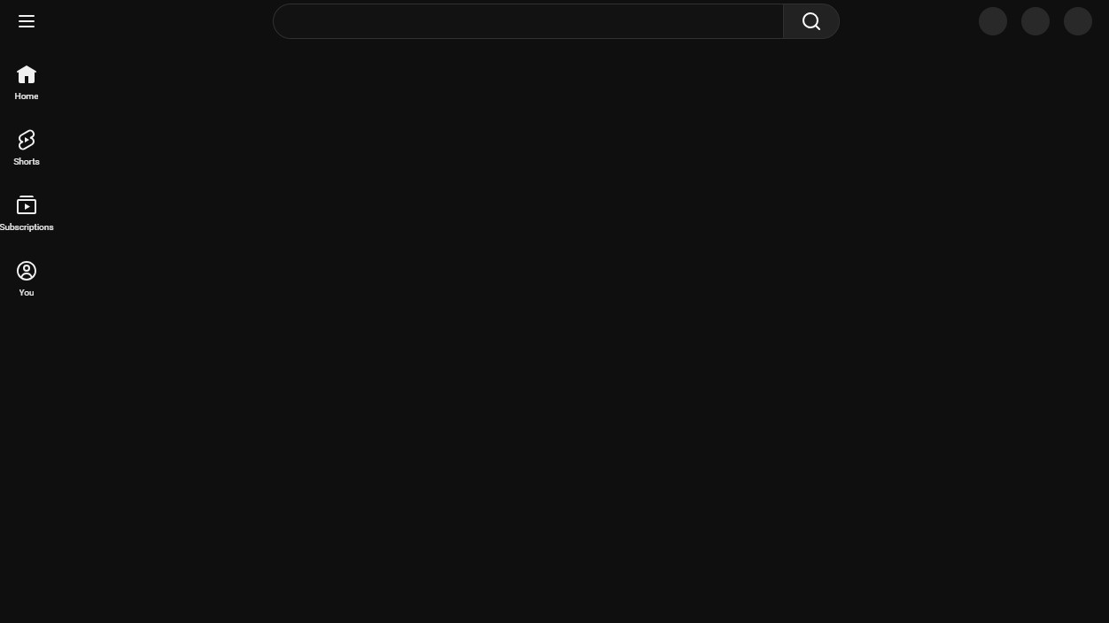 Écran d'accueil YouTube pendant une panne