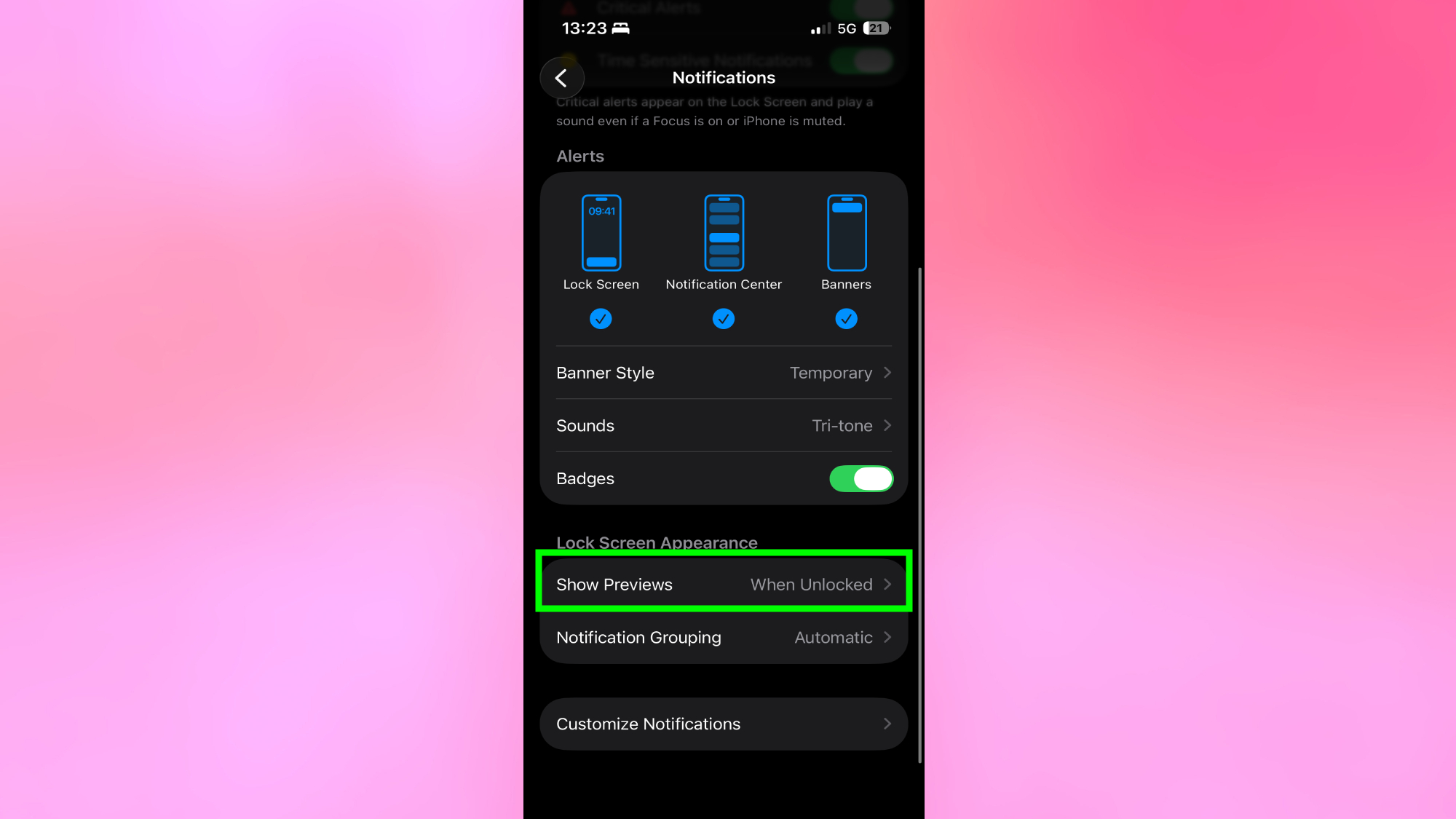 Afficher les aperçus une fois déverrouillé sur iPhone