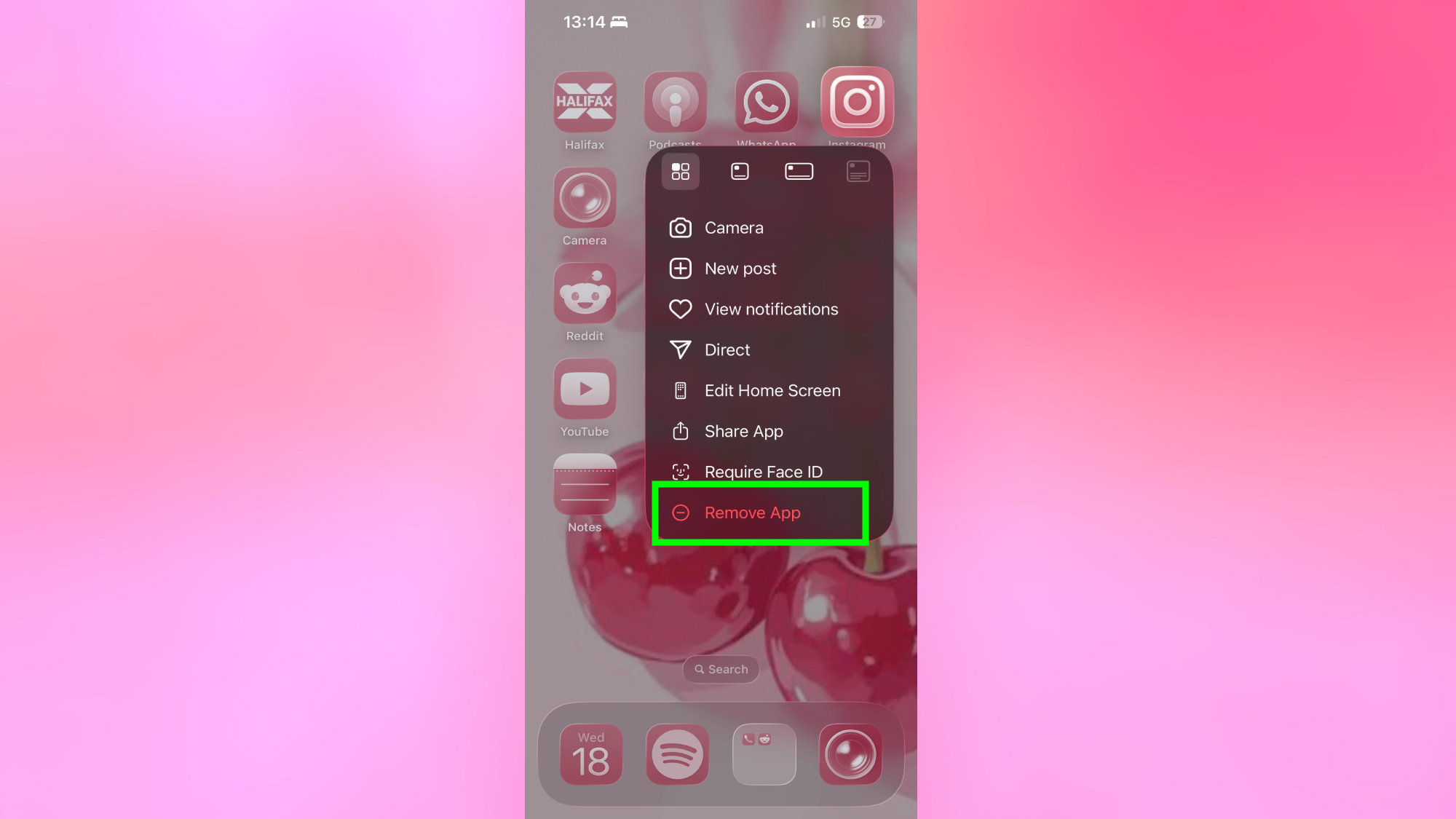 Supprimer Instagram sur iPhone