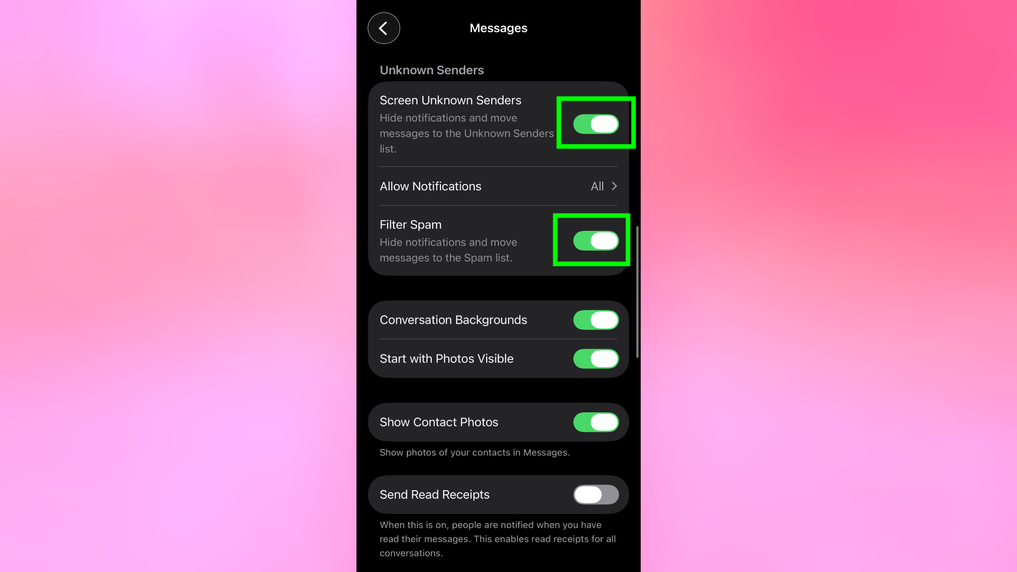 Filtrer les expéditeurs inconnus et filtrer le spam