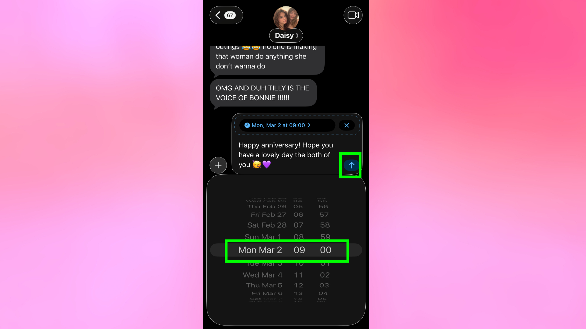 Programmer un message sur iPhone