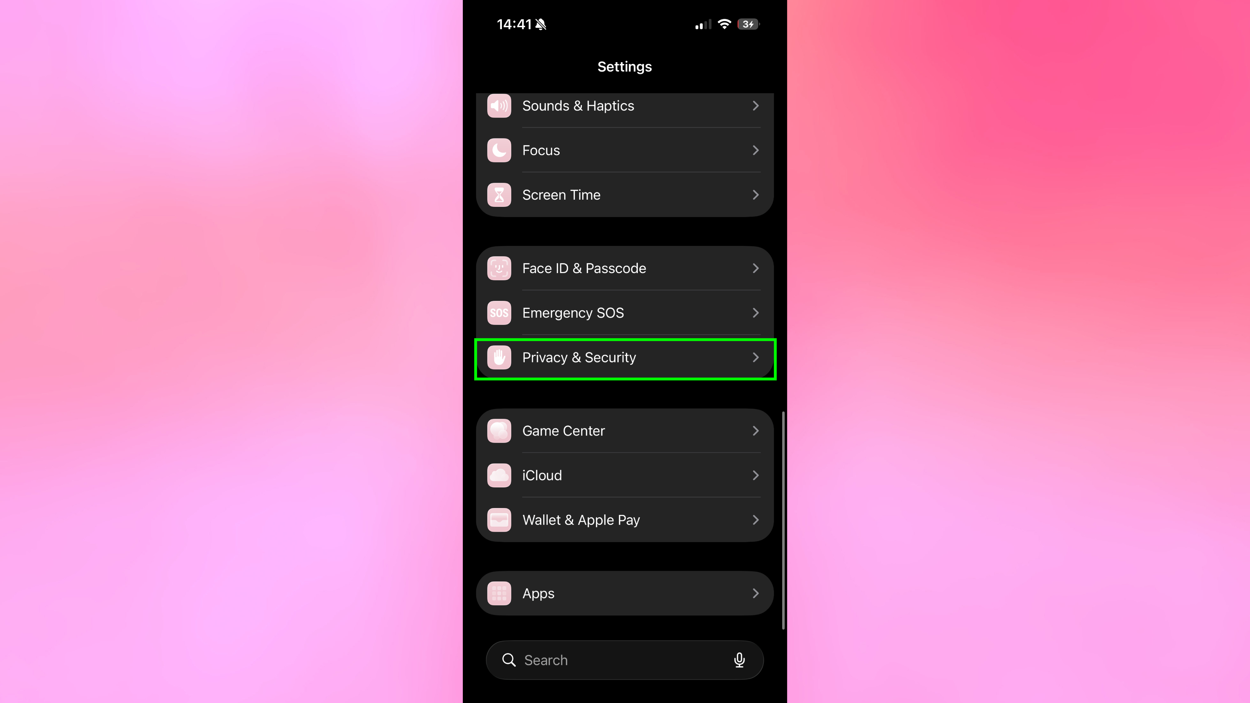 Confidentialité et sécurité dans les paramètres de l'iPhone