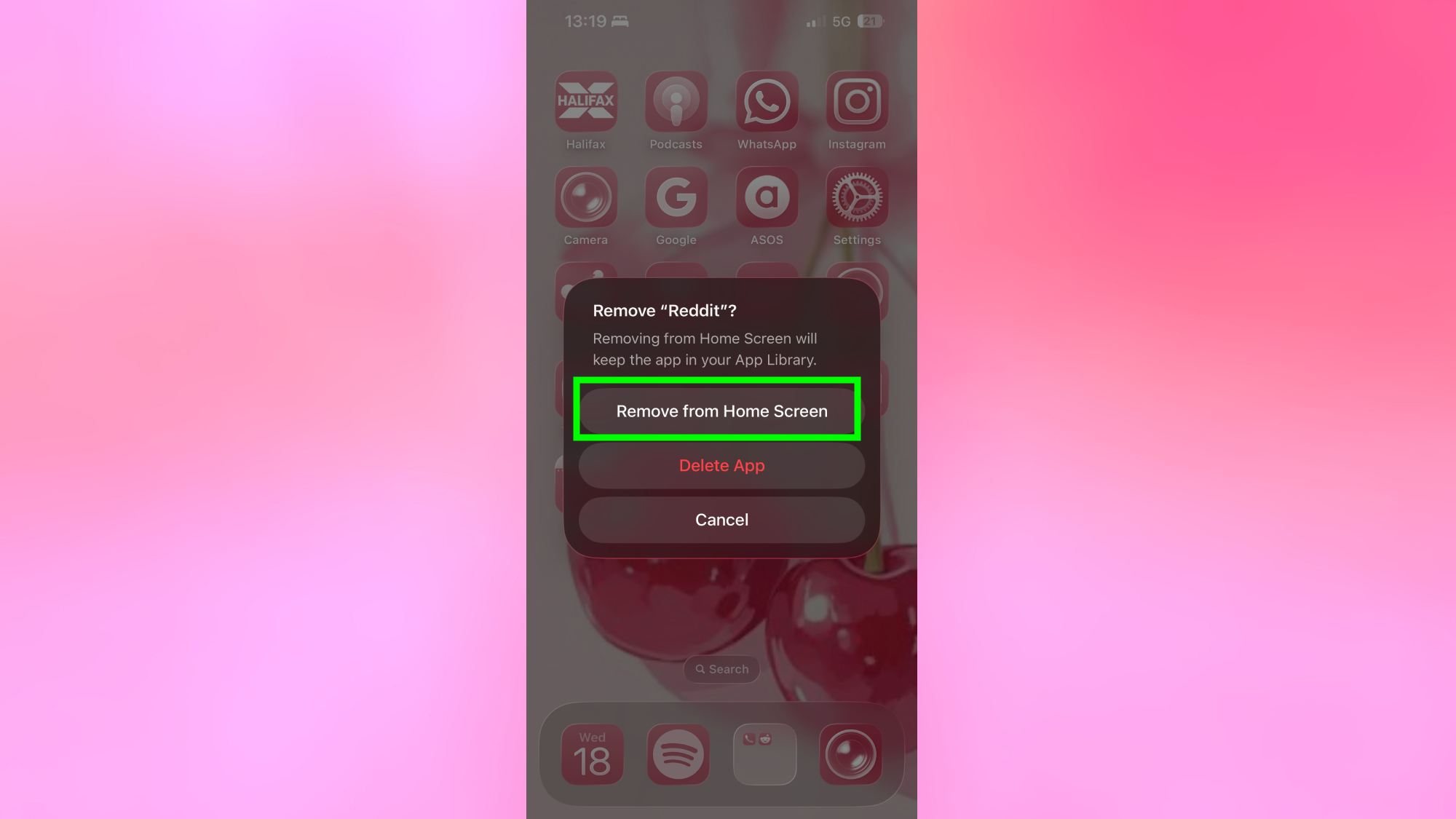 Supprimer des applications de l'écran d'accueil