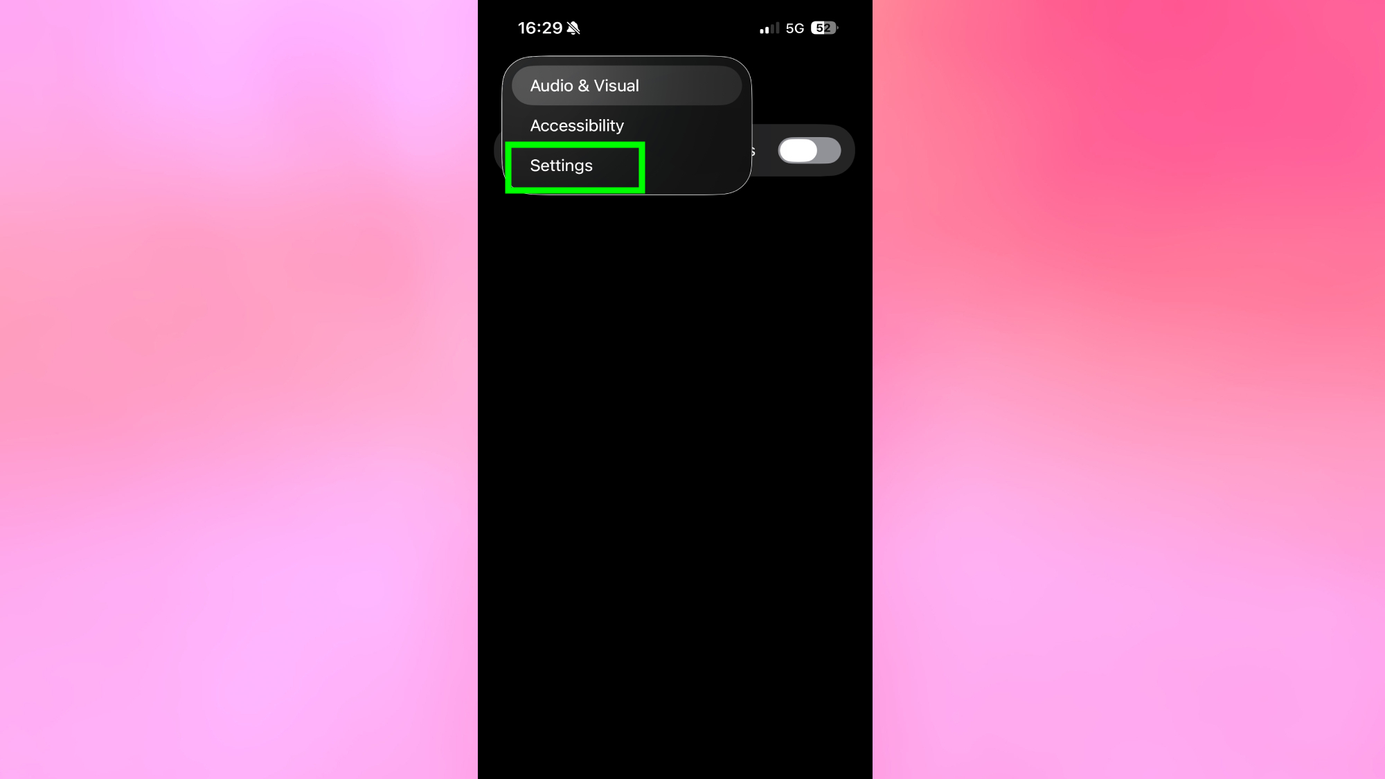 Passer par le raccourci des paramètres de l'iPhone