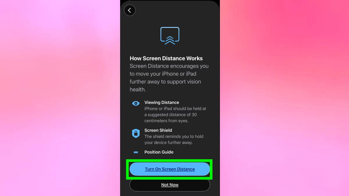 Activer la distance de l'écran en surbrillance sur iPhone