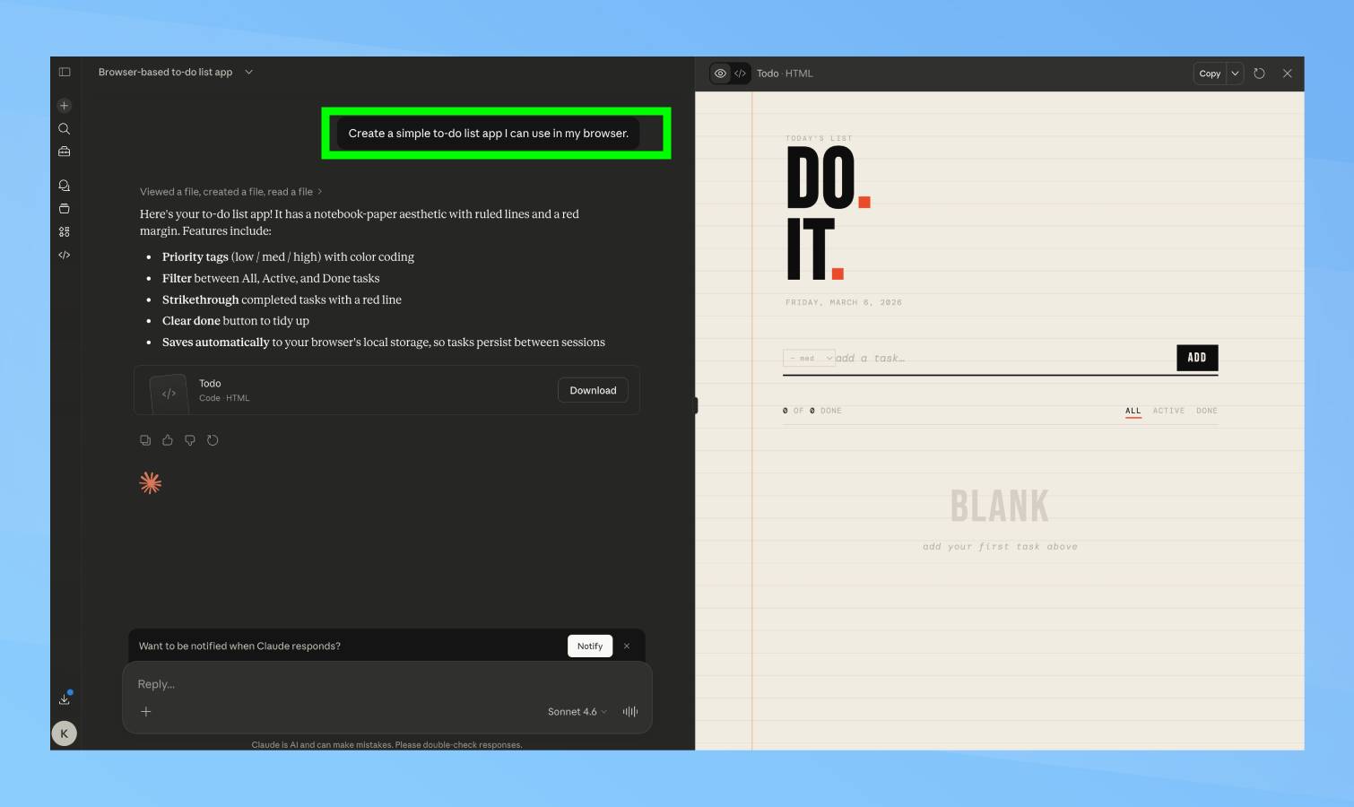 Invite simple de codage d'ambiance dans Claude