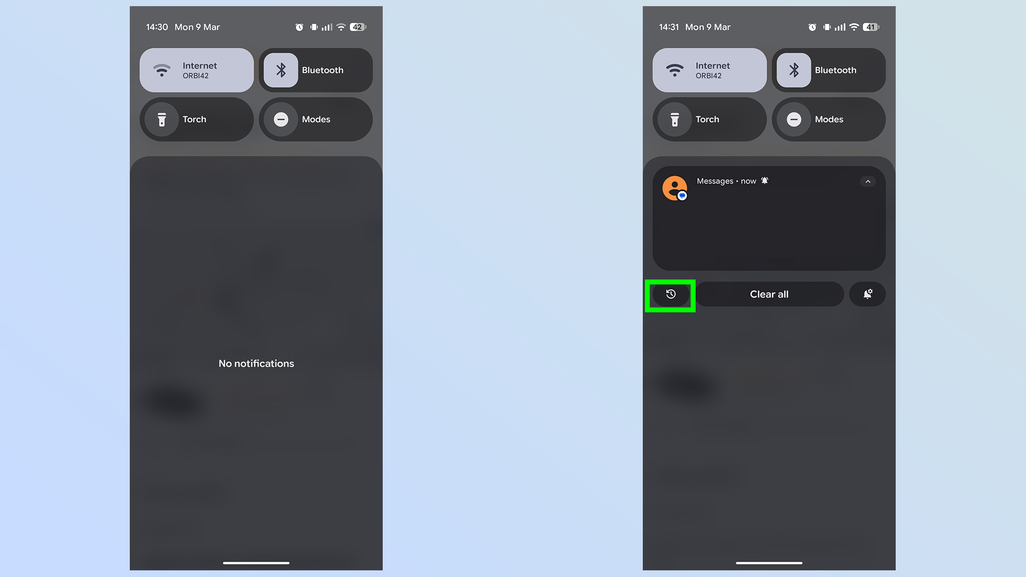 comment activer l'historique des notifications sur Android