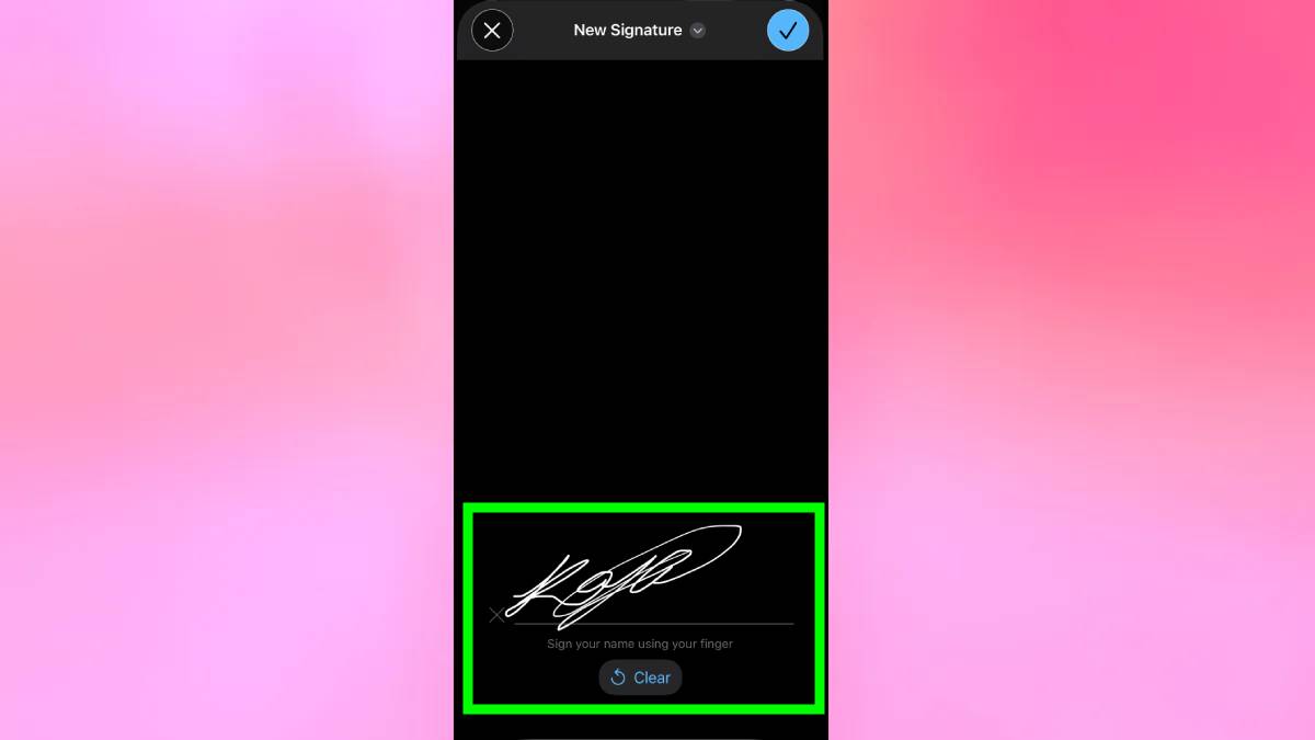 Signature signée sur iPhone