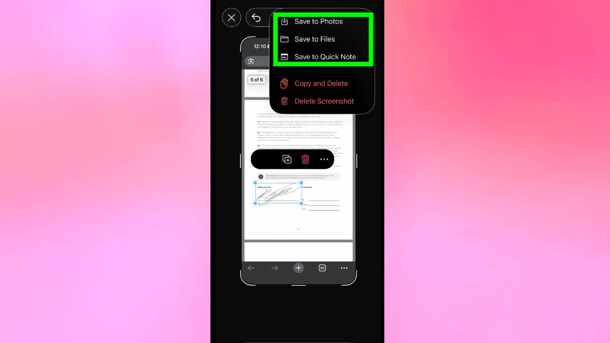 Enregistrer un document signé sur iPhone
