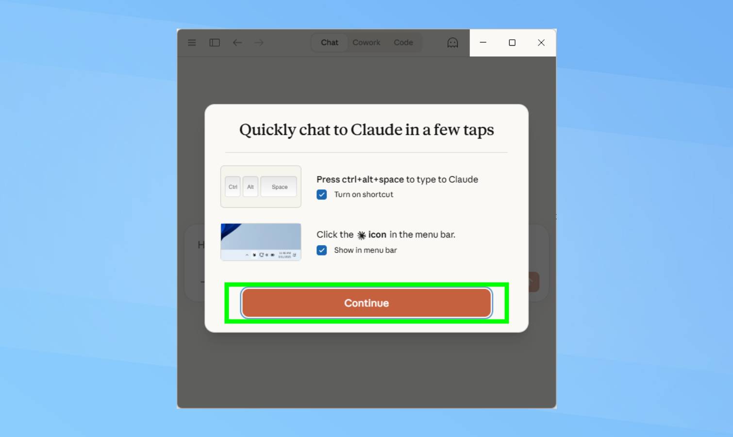 Continuer mis en évidence dans Claude