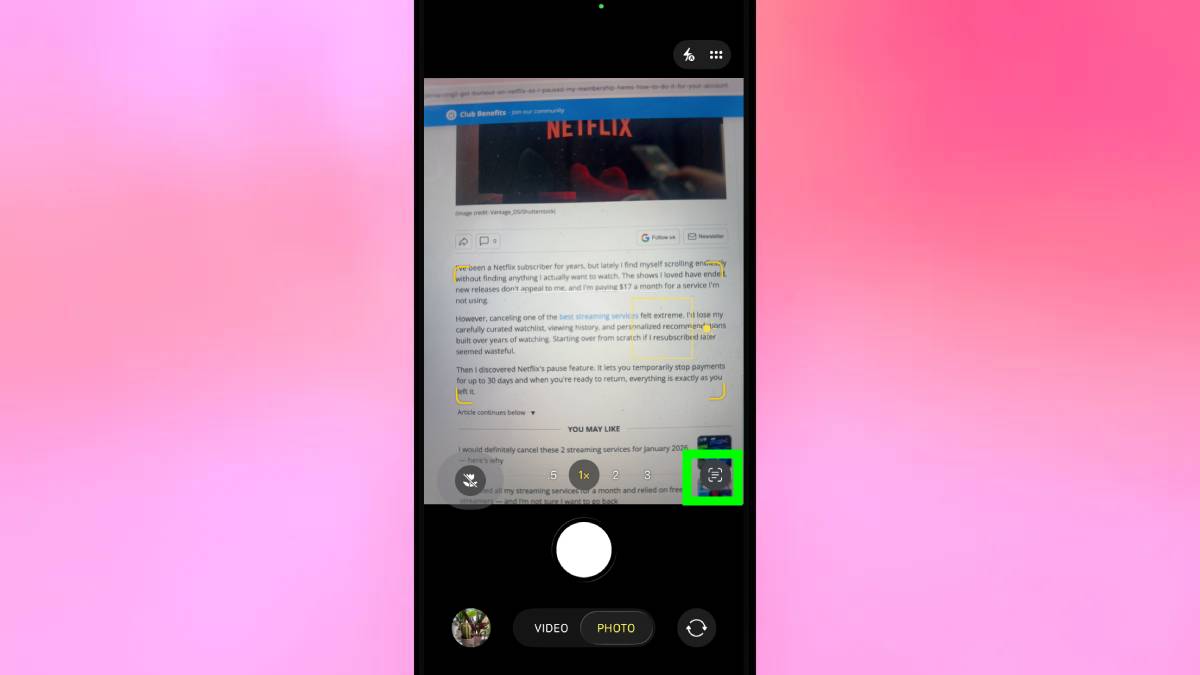 Texte en direct mis en évidence sur iPhone