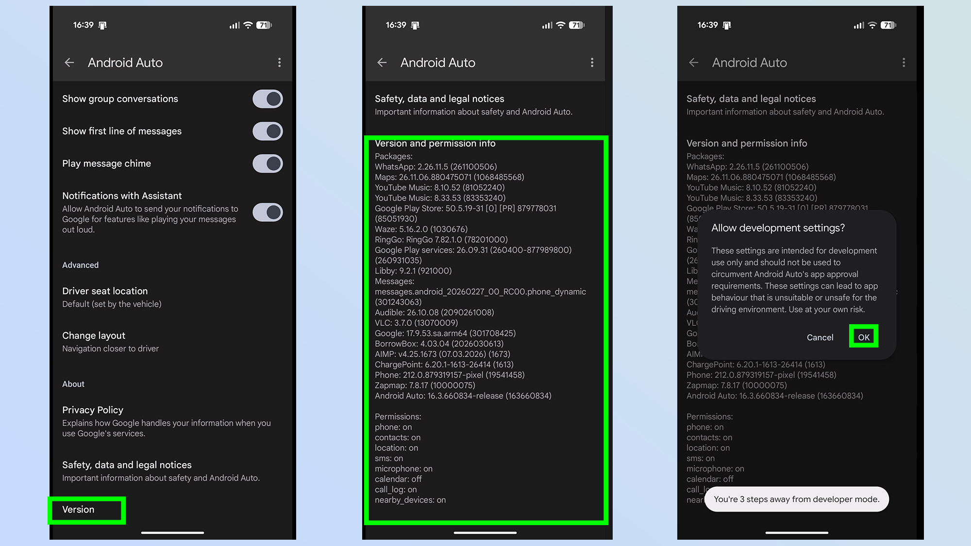 options de développement automatique Android