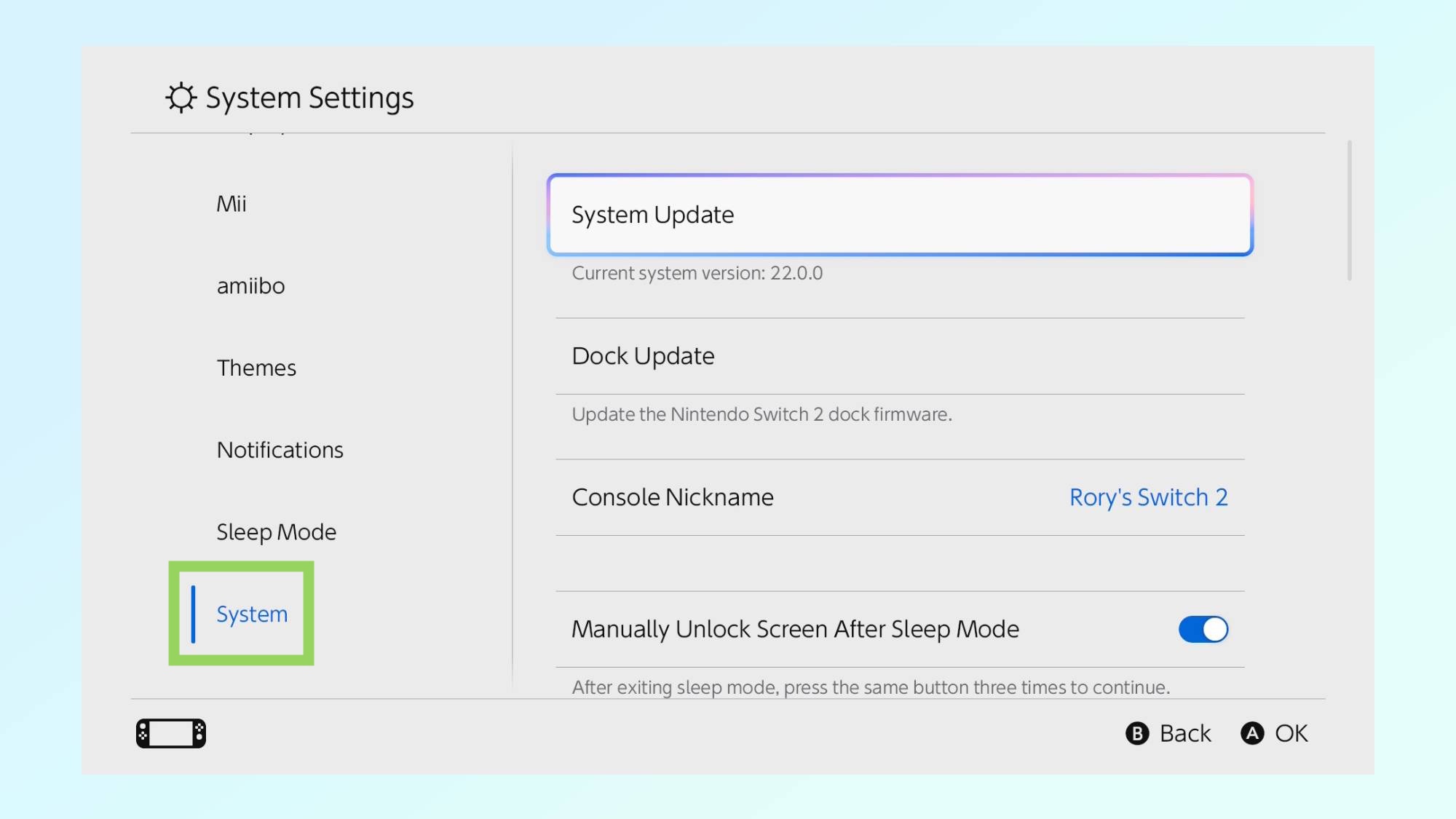 Capture d'écran montrant comment activer le mode Handheld Boost sur Nintendo Switch 2