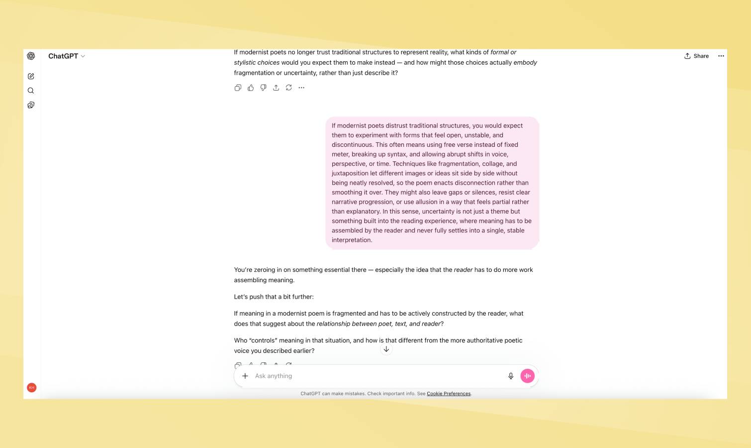 Invite de questions ChatGPT