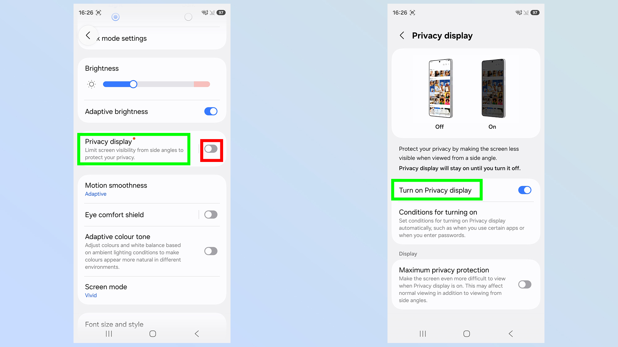 comment utiliser l'écran de confidentialité du Samsung Galax S26 Ultra