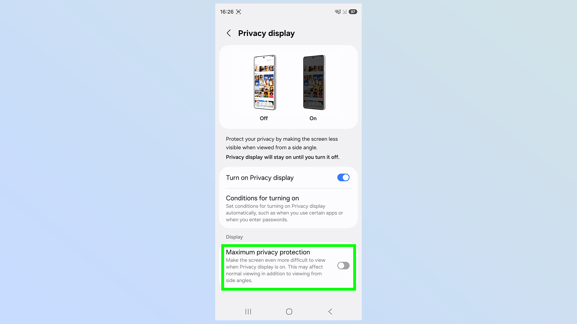 comment utiliser l'écran de confidentialité du Samsung Galax S26 Ultra