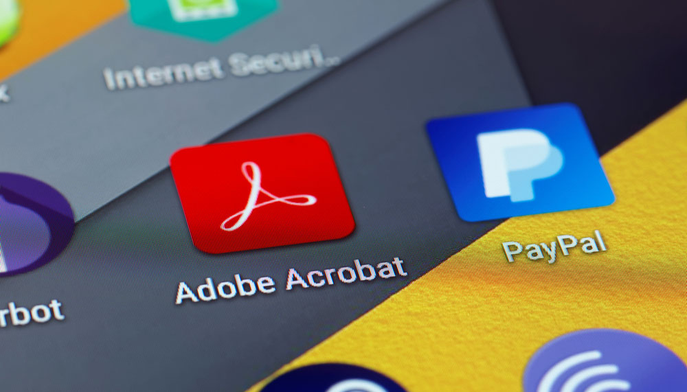 L'icône de l'application Adobe Acrobat sur l'écran d'un smartphone.