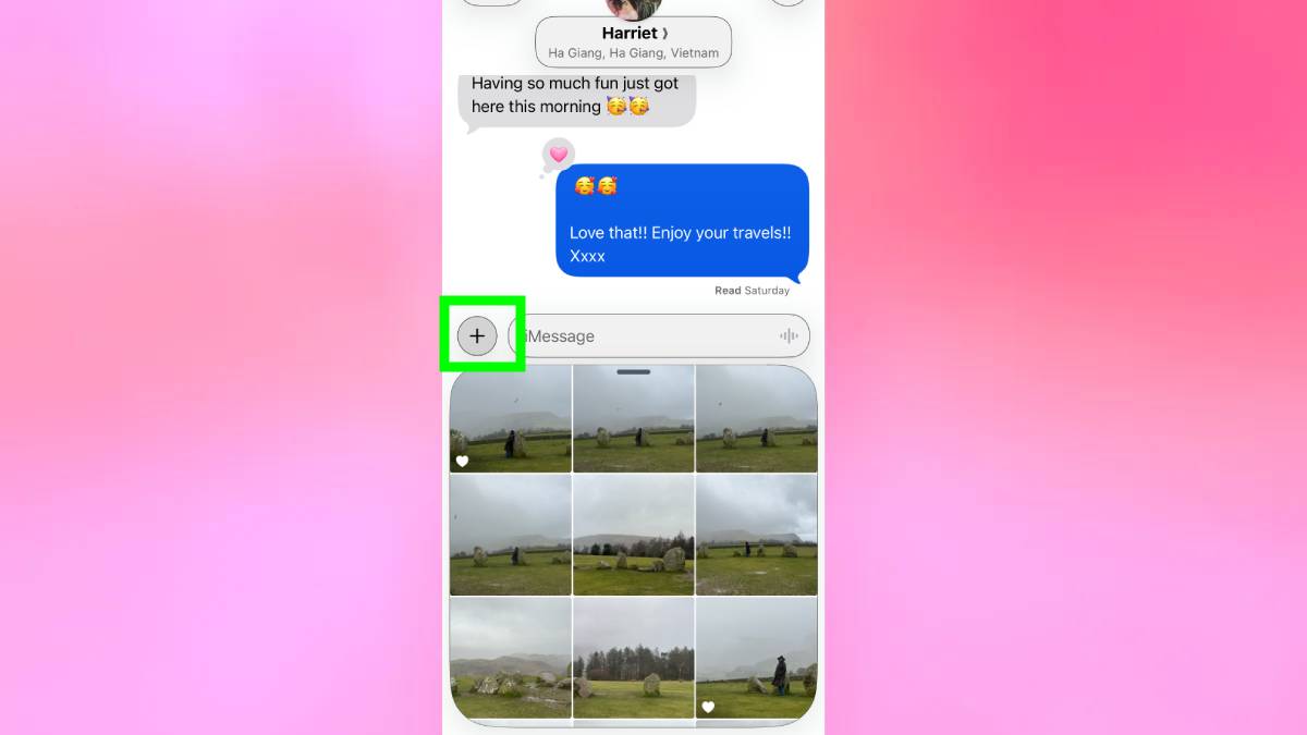 Raccourci d'envoi de photos dans les messages sur iPhone