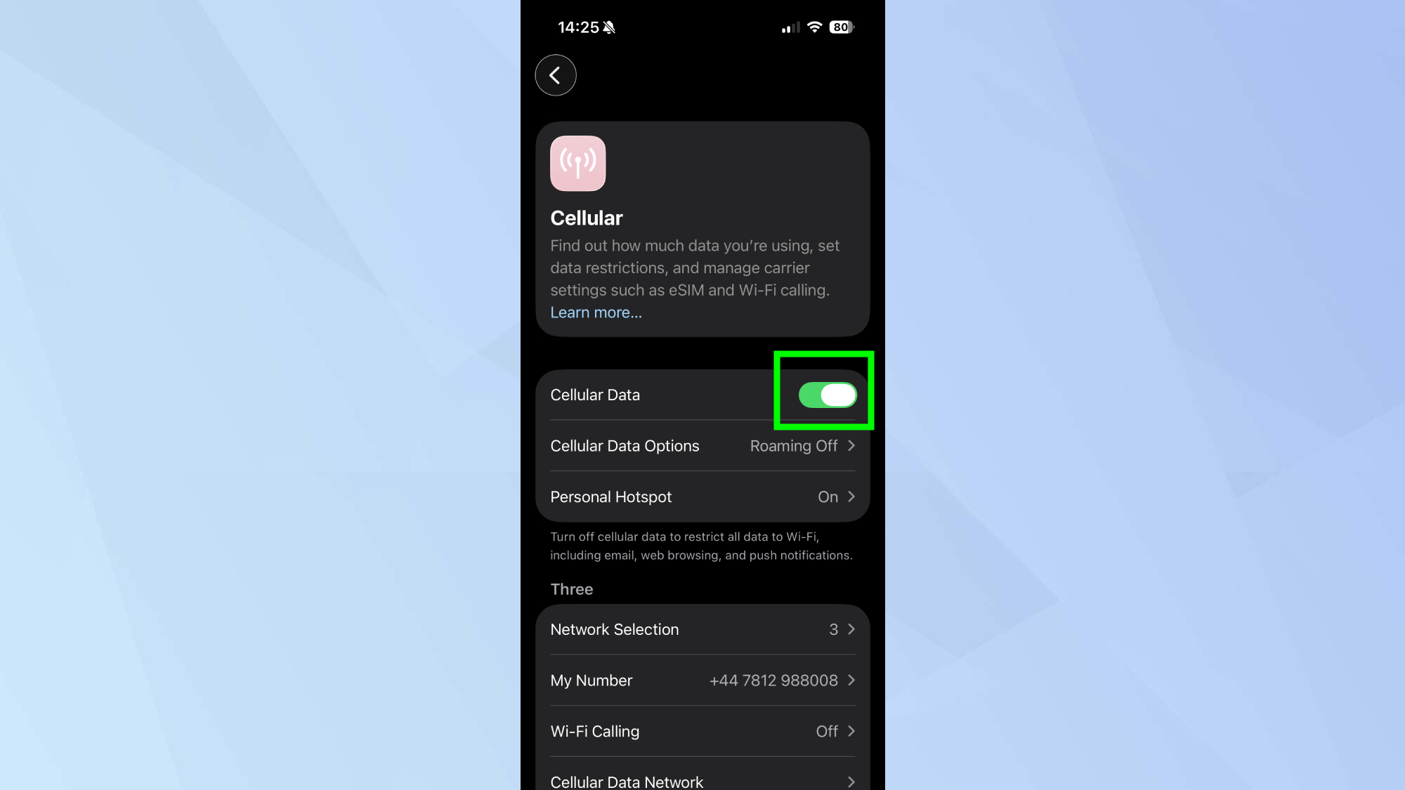 Activer les données cellulaires sur iPhone