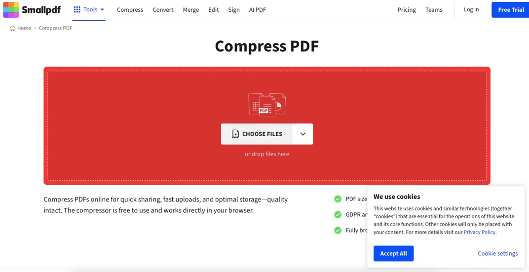 Étape 1 : accéder à un l'outil de compression PDF en ligne Étape 1 : accéder à un l'outil de compression PDF en ligne