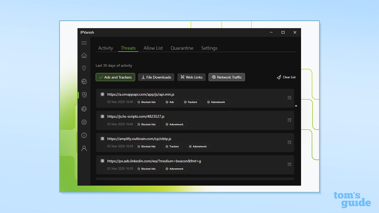 Capture d'écran de Threat Protection Pro d'IPVanish