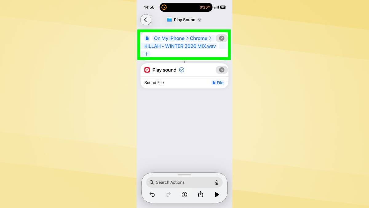 Automatisation au-dessus de Play Sound dans les raccourcis