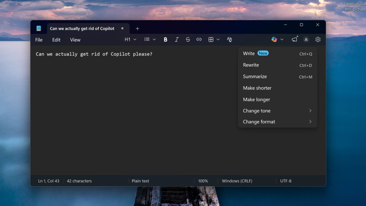 Microsoft commence à supprimer Copilot de Windows 11 – je dis cela de manière sarcastique parce que ce n'est clairement que du bout des lèvres image-36007